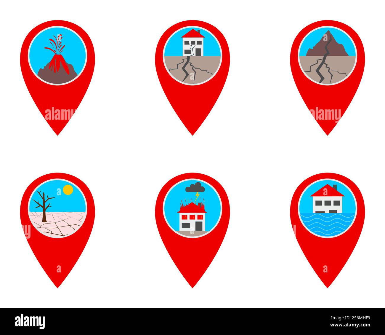 Épingles avec catastrophes naturelles Banque D'Images