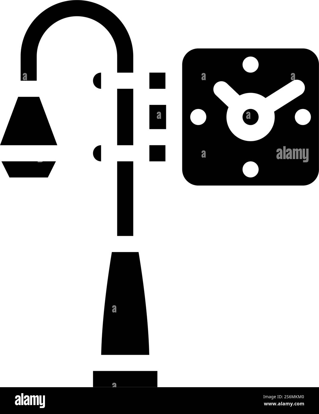 vecteur d'icône de glyphe d'horloge de rue. panneau d'horloge de rue. illustration noire du symbole de contour isolé. illustration vectorielle d'icône de glyphe d'horloge de rue Illustration de Vecteur