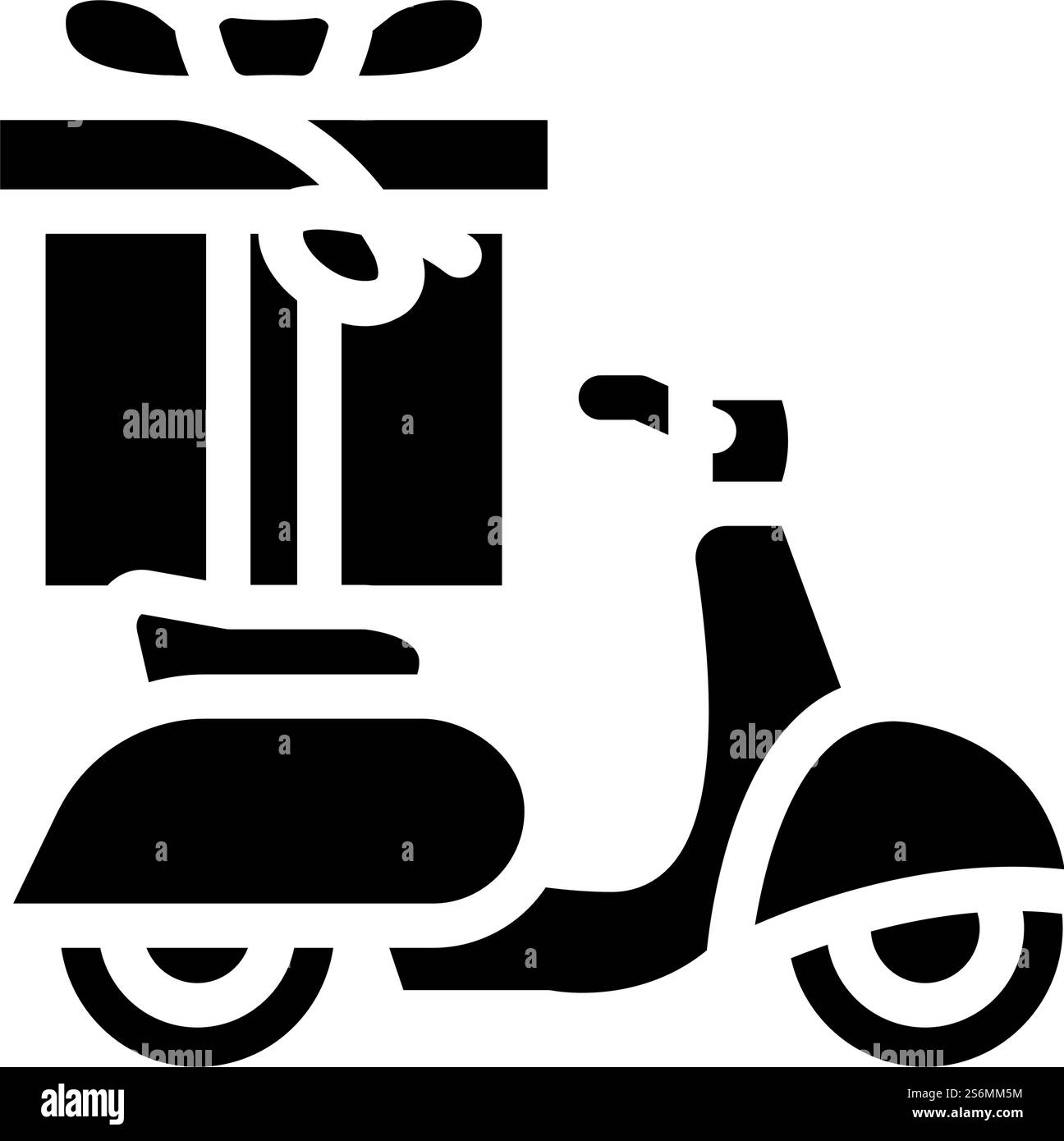 vecteur d'icône de glyphe cadeau scooter. panneau cadeau pour scooter. illustration noire du symbole de contour isolé. illustration vectorielle d'icône de glyphe cadeau scooter Illustration de Vecteur