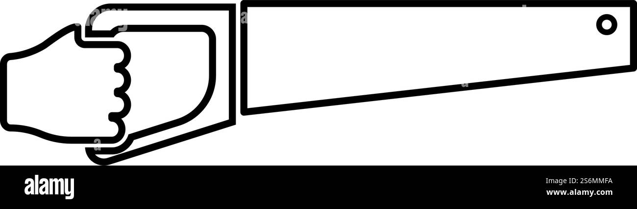 Scie à bois dans l'outil à main en cours d'utilisation bras pour couper le symbole de bois Sawmill concept contour icône de contour de couleur noire illustration vectorielle de style plat image simple. Scie à bois dans l'outil à main en cours d'utilisation bras pour couper le symbole de bois Sawmill concept contour icône de contour de couleur noire illustration vectorielle image de style plat Illustration de Vecteur
