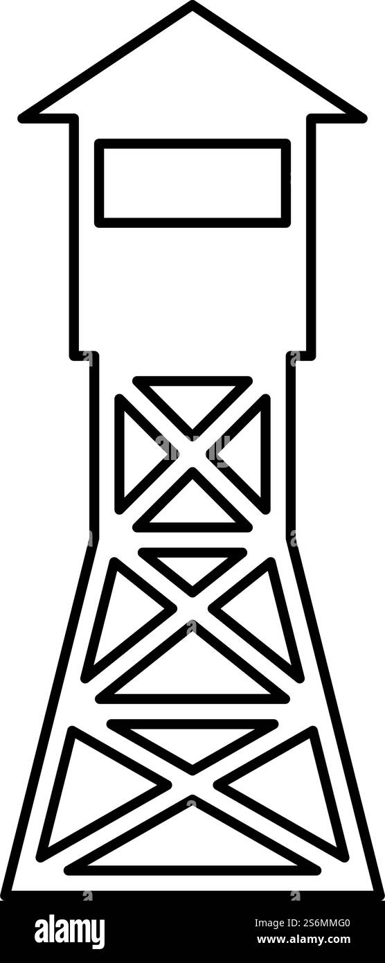 Tour d'observation vue d'ensemble du site de feu de garde forestier contour icône de couleur noire illustration vectorielle de style plat image simple. Tour d'observation vue d'ensemble du site de feu de garde forestier contour icône de contour de couleur noire illustration vectorielle image de style plat Illustration de Vecteur