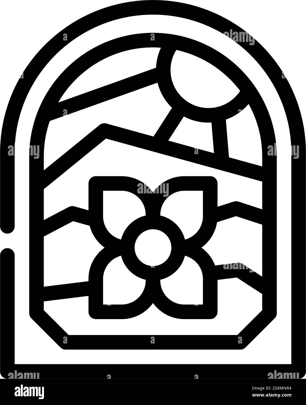 vecteur d'icône de ligne de vitrail. panneau vitrail. illustration noire du symbole de contour isolé. illustration vectorielle d'icône de ligne de vitrail Illustration de Vecteur