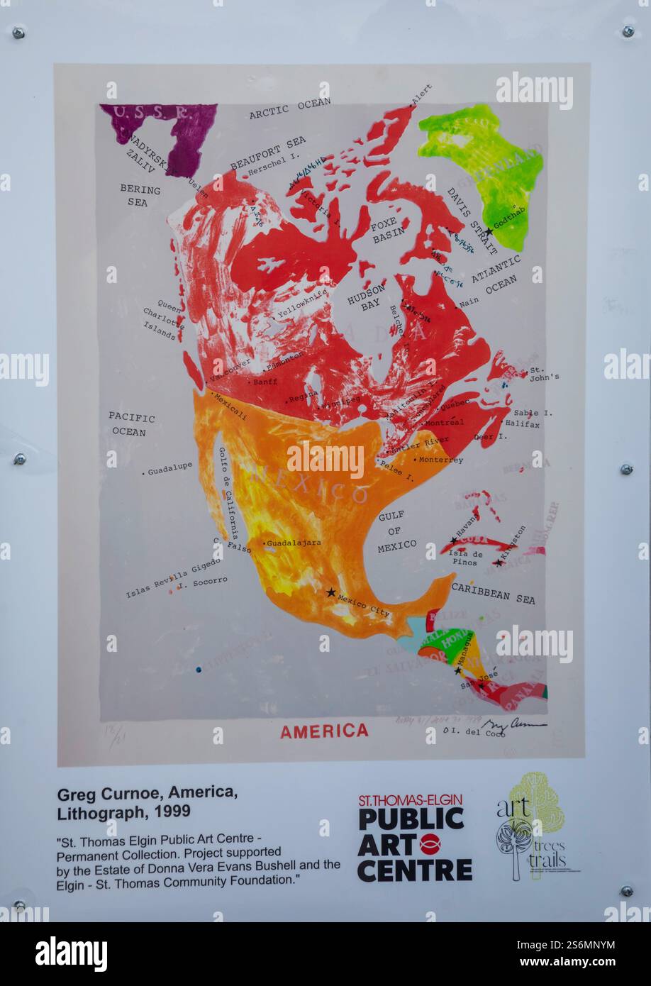 Thomas, Ontario, Canada - le complexe Thomas Elevated Park, construit sur l'ancien pont du Michigan Central Railroad à 95 pieds au-dessus de Kettle Creek. Lithographie Banque D'Images