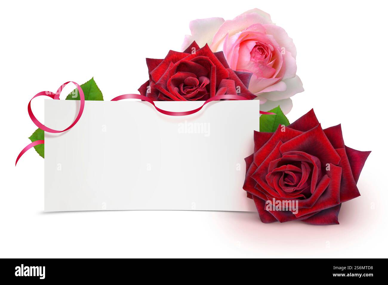 Placez la carte avec des roses Banque D'Images