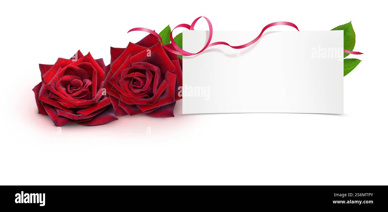 Placez la carte avec des roses Banque D'Images
