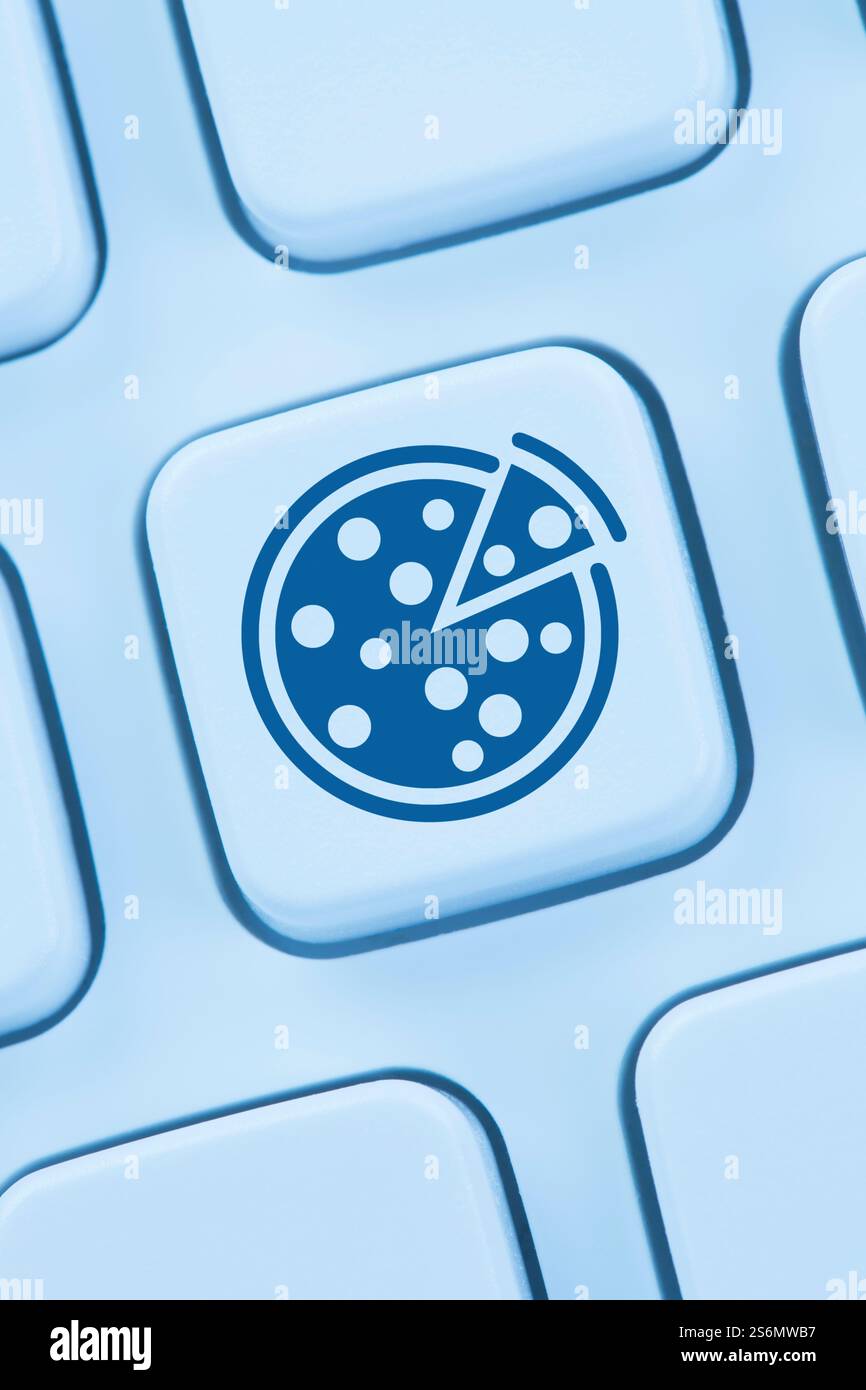 commander pizza en ligne livrer internet ordinateur clavier web Banque D'Images
