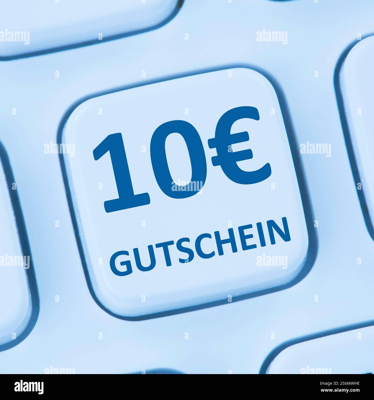 Bon de réduction de 10 euros sur les achats en ligne, ordinateur Internet Banque D'Images