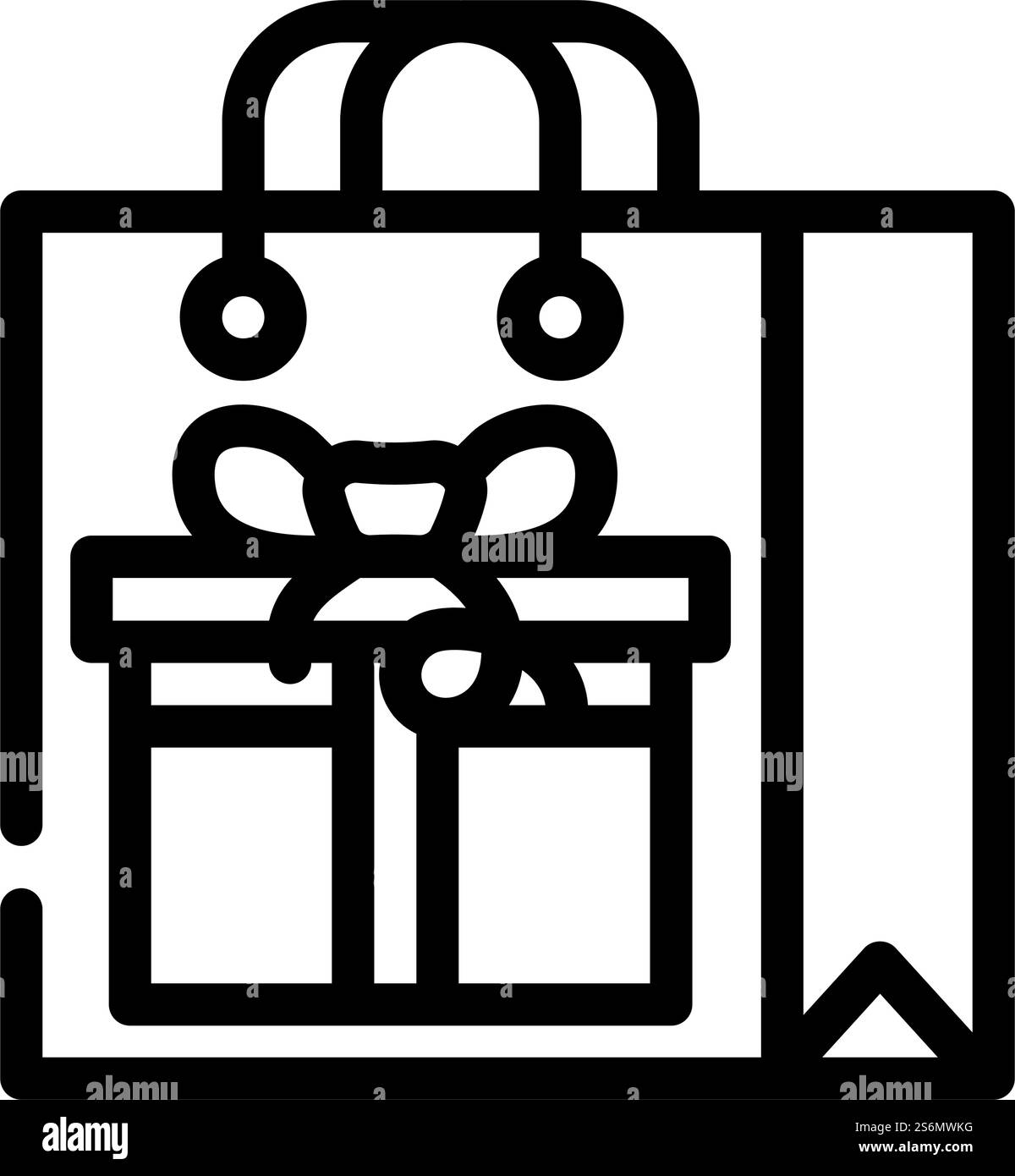 vecteur d'icône de ligne de cadeau de paquet de sac. enseigne-cadeau pour emballage de sacs. illustration noire du symbole de contour isolé. illustration vectorielle d'icône de ligne de cadeau de paquet de sac Illustration de Vecteur