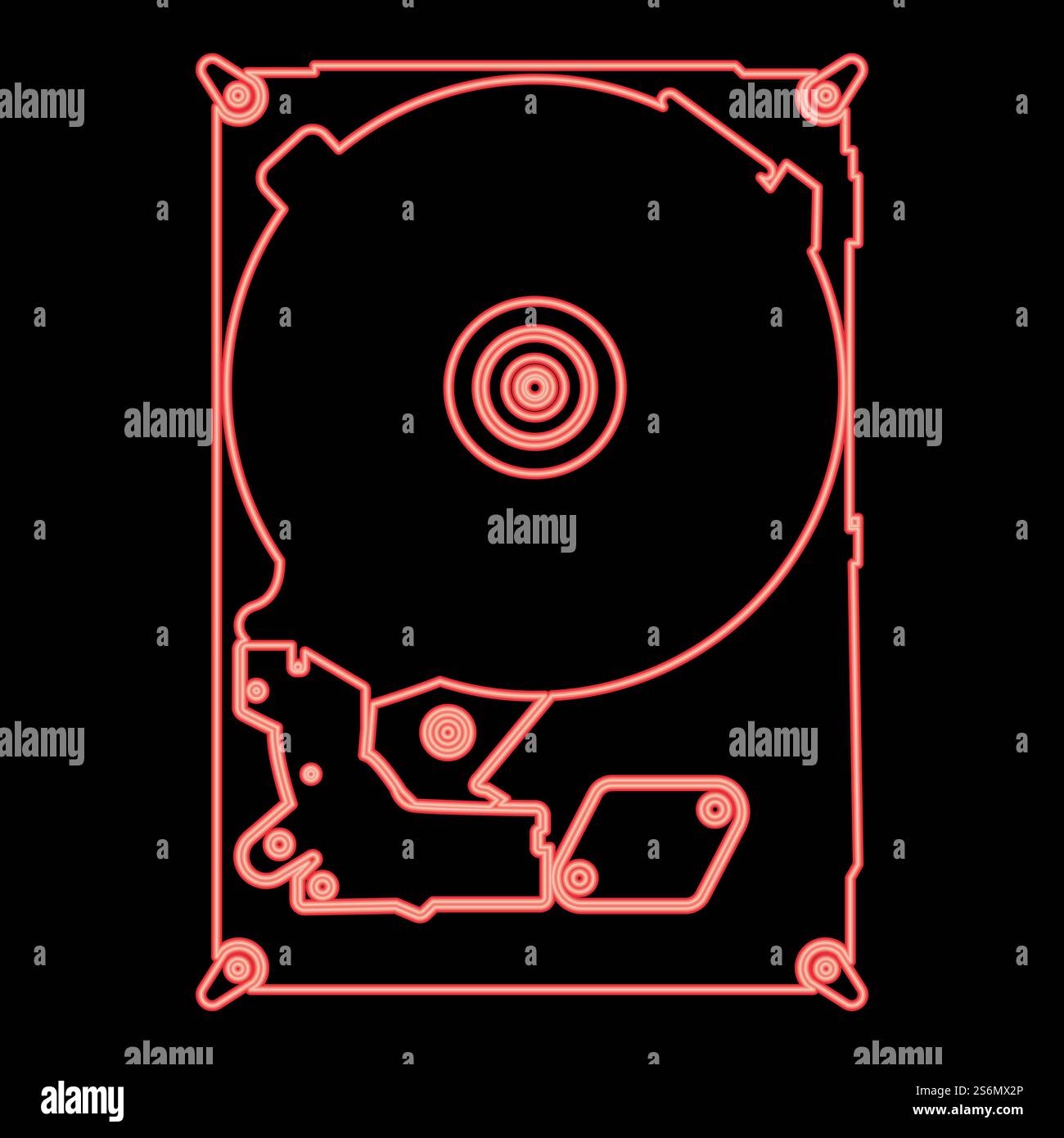 Néon disque dur rouge illustration vectorielle couleur rouge image lumineuse de style plat. Néon disque dur rouge illustration vectorielle couleur rouge image de style plat Illustration de Vecteur