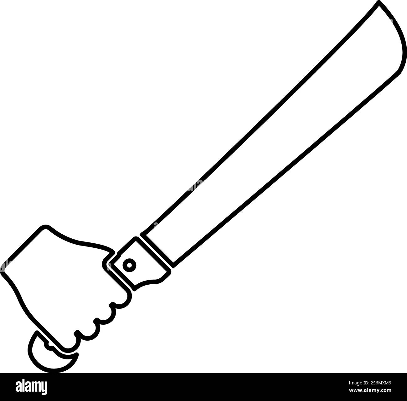 Machette dans la main dans l'utilisation bras Big couteau contour icône de contour de couleur noire illustration vectorielle de style plat image simple. Machette dans la main dans l'utilisation bras Big couteau contour icône de contour de couleur noire illustration vectorielle image de style plat Illustration de Vecteur