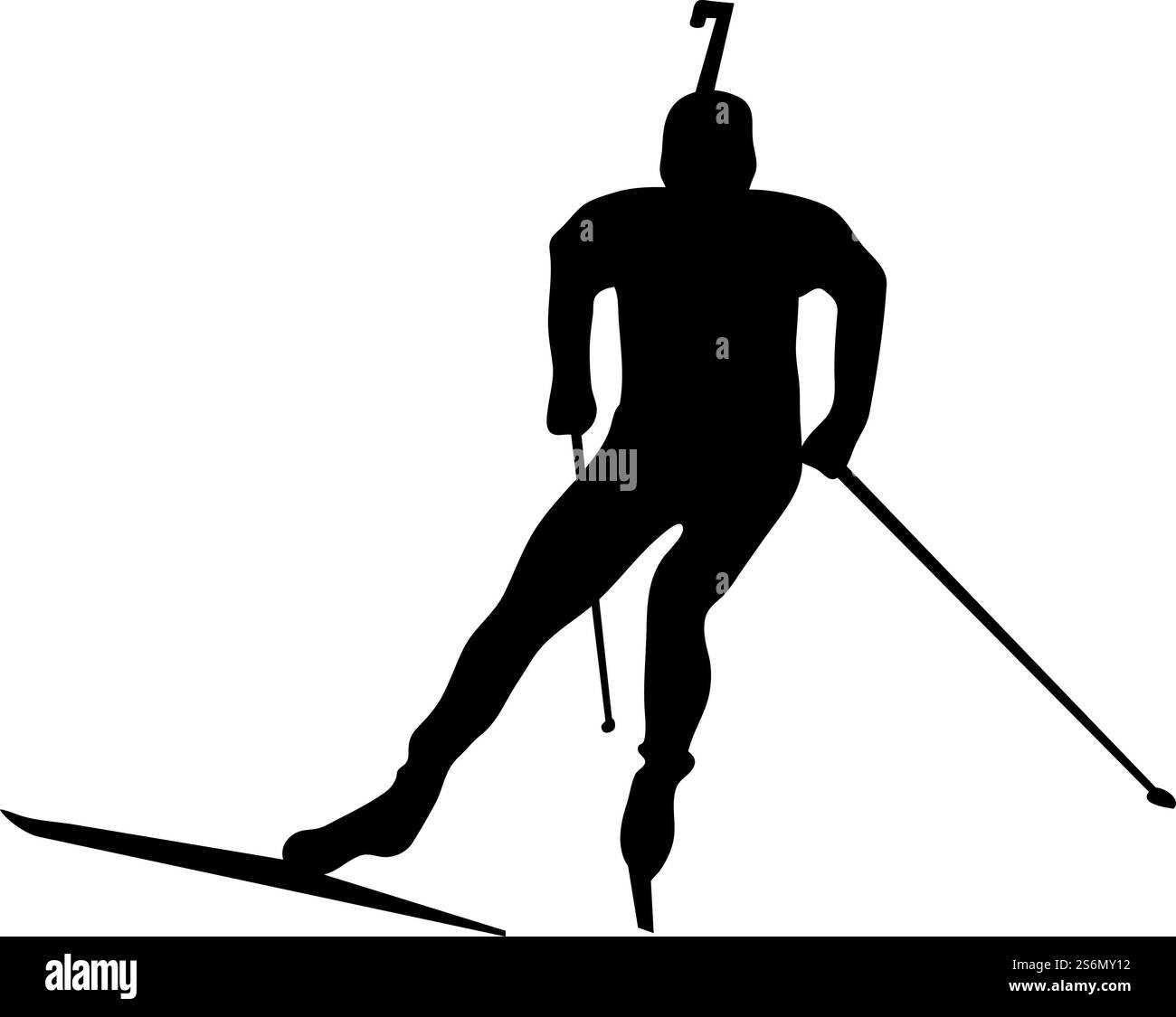 Silhouette de biathlon. Silhouettes noires hautes en détails et lisses des athlètes de biathlon. Illustration vectorielle. Illustration de Vecteur