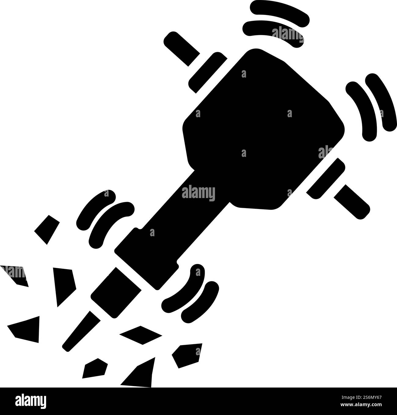 Icône de construction Jackhammer. Motif pochoir noir. Illustration vectorielle. Illustration de Vecteur