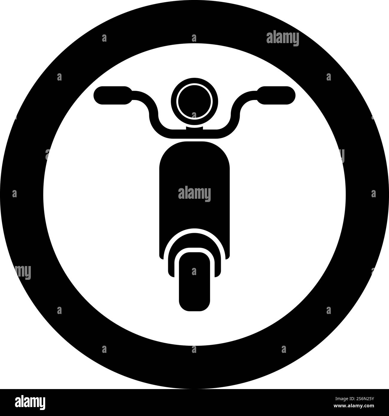 Cyclomoteur Scooter Moto icône de vélo électrique en cercle rond noir illustration vectorielle de couleur noire solide style image simple. Cyclomoteur Scooter Moto icône de vélo électrique en cercle rond noir illustration vectorielle de couleur noire image de style de contour solide Illustration de Vecteur