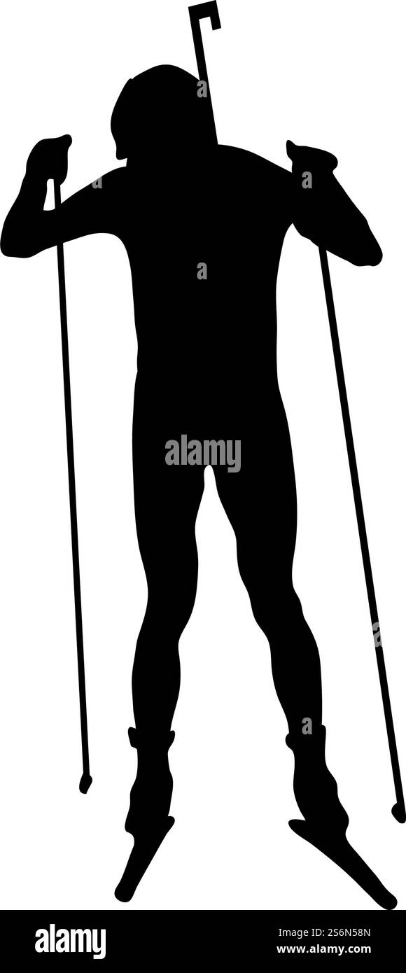 Silhouette de biathlon. Silhouettes noires hautes en détails et lisses des athlètes de biathlon. Illustration vectorielle. Illustration de Vecteur