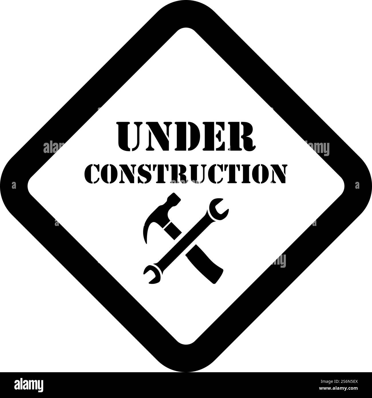 Icône de en construction. Motif pochoir noir. Illustration vectorielle. Illustration de Vecteur