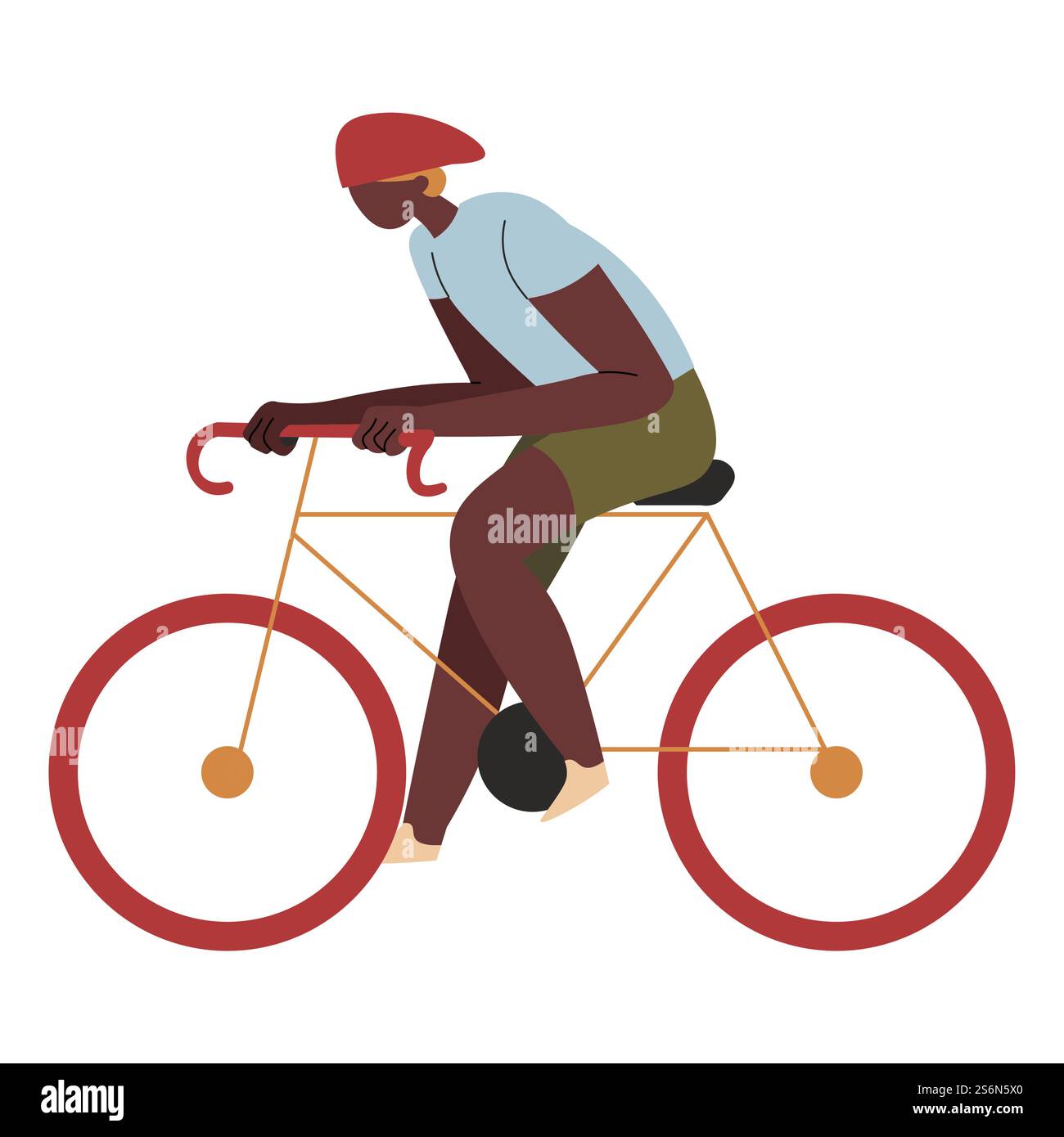 Moyens de transport en ville ou en ville, transport écologique. Vélo de personnage, pratique de personnage ou de trajet. Exercices pour cycliste masculin cycliste seul, vecteur dans le style plat. Personnage vélo d'équitation en ville ou en ville, moyens de transport Illustration de Vecteur