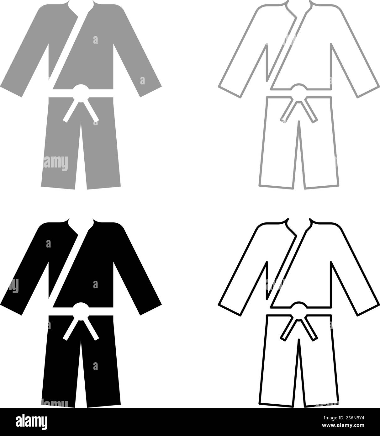 Sports Kimono japonais ensemble icône gris couleur noir illustration vectorielle style plat image simple. Sport Kimono japonais ensemble icône de couleur noire grise illustration vectorielle image de style plat Illustration de Vecteur