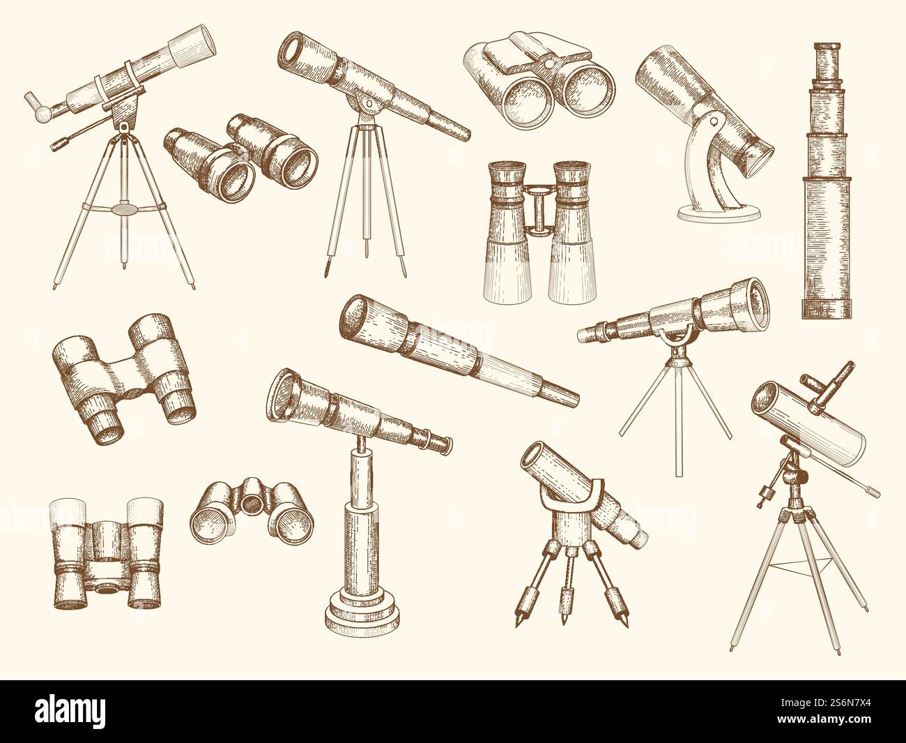 Télescope dessiné à la main. Gadgets rétro pour les gens explorateurs jumelles optiques militaires vecteur doodle images. Télescope pour l'éducation scolaire, illustration d'équipement de spyglass. Télescope dessiné à la main. Gadgets rétro pour les gens explorateurs jumelles optiques militaires vecteur doodle images Illustration de Vecteur