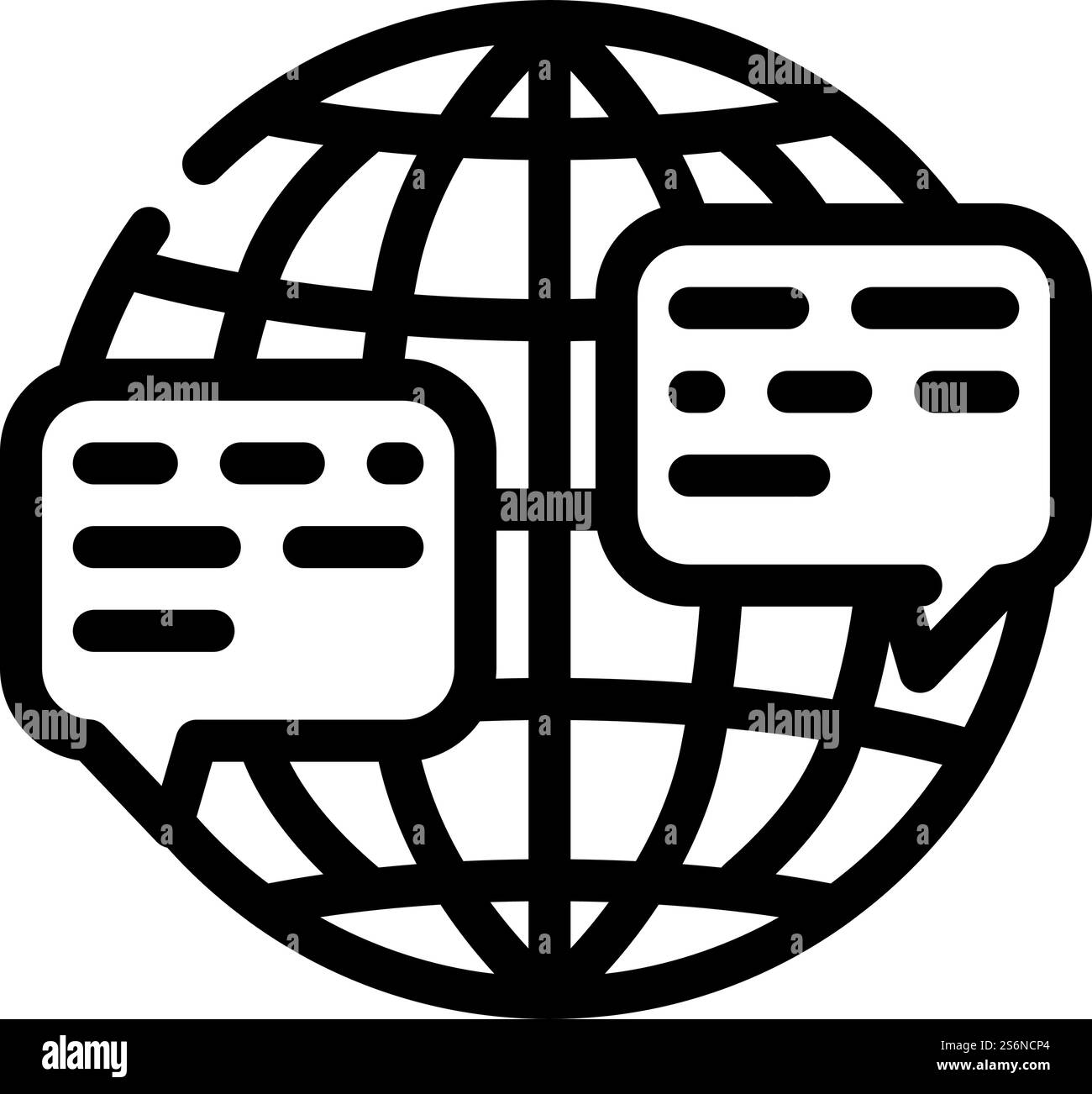 communication de l'endroit différent du vecteur d'icône de ligne du monde. communication de différents lieux de signe du monde. illustration noire du symbole de contour isolé. communication de l'endroit différent de l'illustration vectorielle d'icône de ligne du monde Illustration de Vecteur