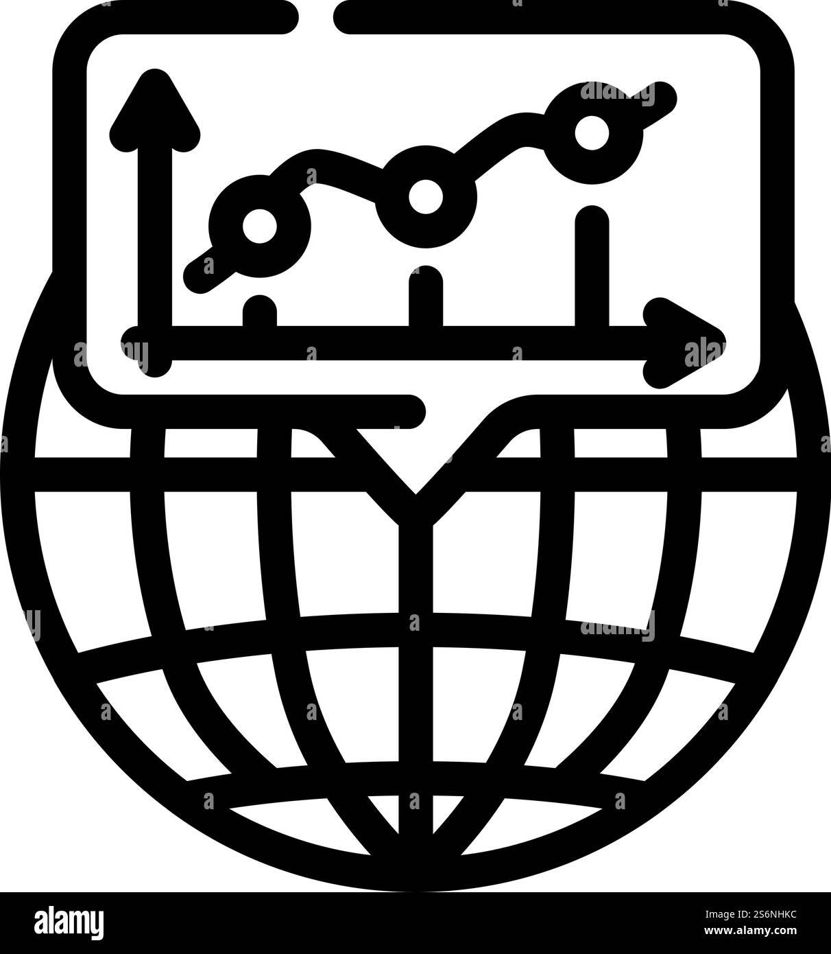 vecteur d'icône de ligne d'activité globale. enseigne commerciale mondiale. illustration noire du symbole de contour isolé. illustration vectorielle d'icône de ligne d'activité mondiale Illustration de Vecteur