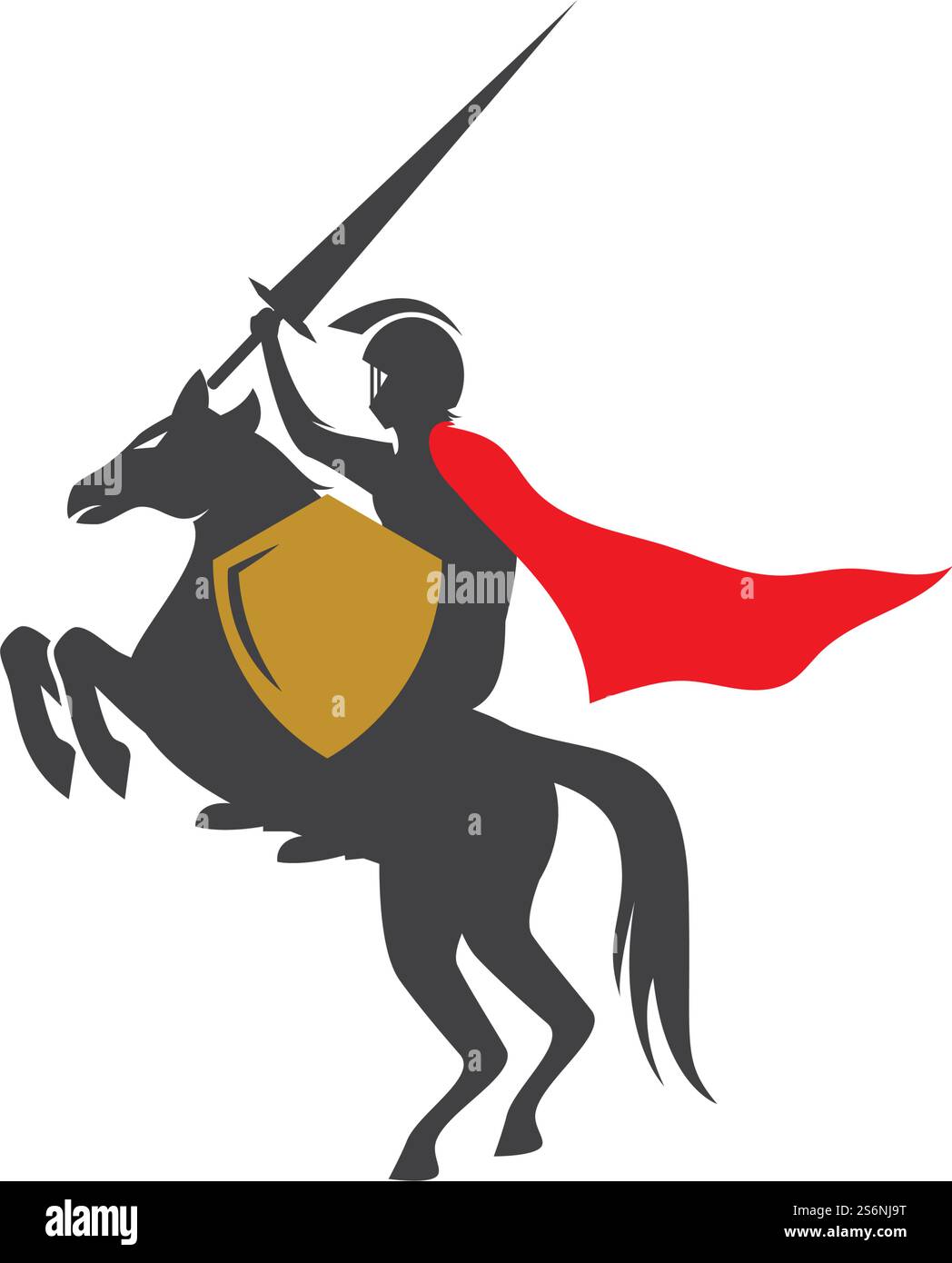 Conception vectorielle de logo de héros de chevalier cheval Illustration de Vecteur