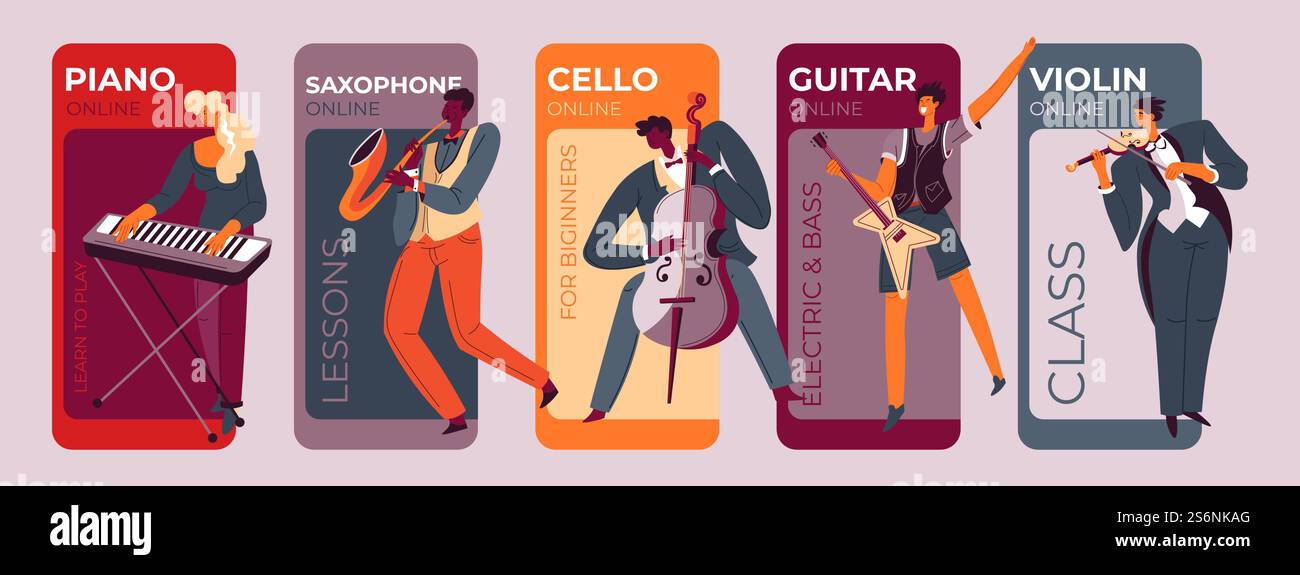 Musique de leçon en ligne Illustration de Vecteur