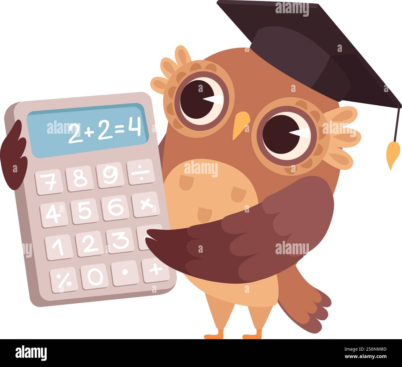 Professeur de mathématiques. Hibou avec calculatrice, professeur d'oiseaux. Personnage de dessin animé isolé à l'école ou à l'université illustration vectorielle. Éducation mathématiques, hiboux apprenant à l'école. Professeur de mathématiques. Hibou avec calculatrice, professeur d'oiseaux. Personnage de dessin animé isolé à l'école ou à l'université illustration vectorielle Illustration de Vecteur