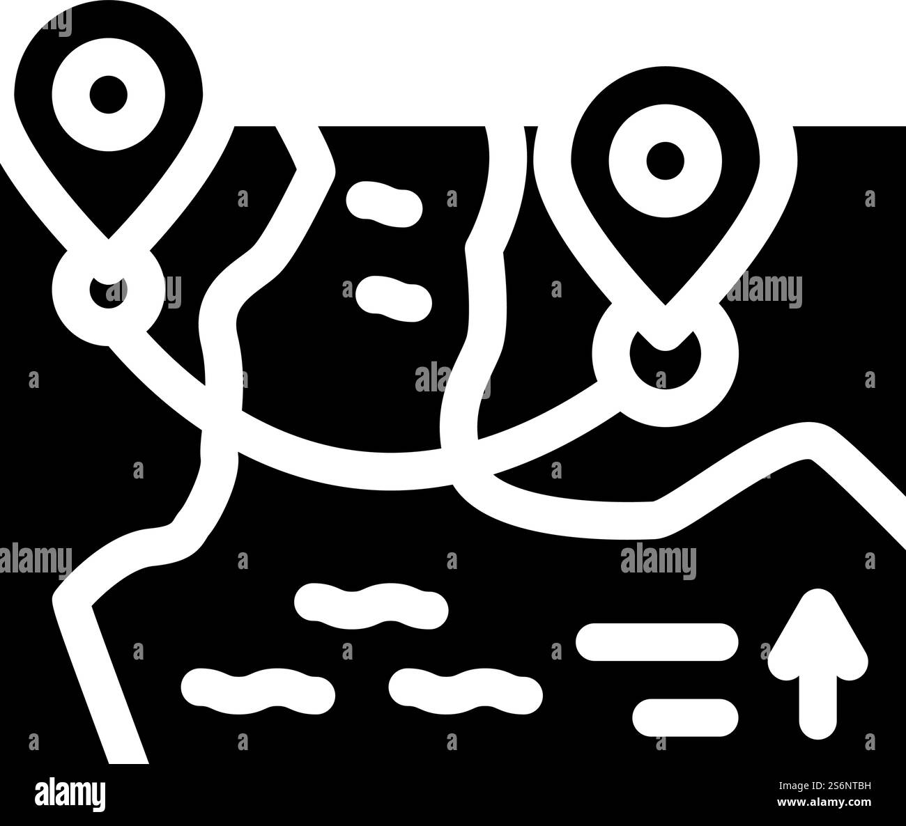 vecteur d'icône de glyphe de direction de carte. panneau de direction de la carte. illustration noire du symbole de contour isolé. illustration vectorielle d'icône de glyphe de direction de la carte Illustration de Vecteur