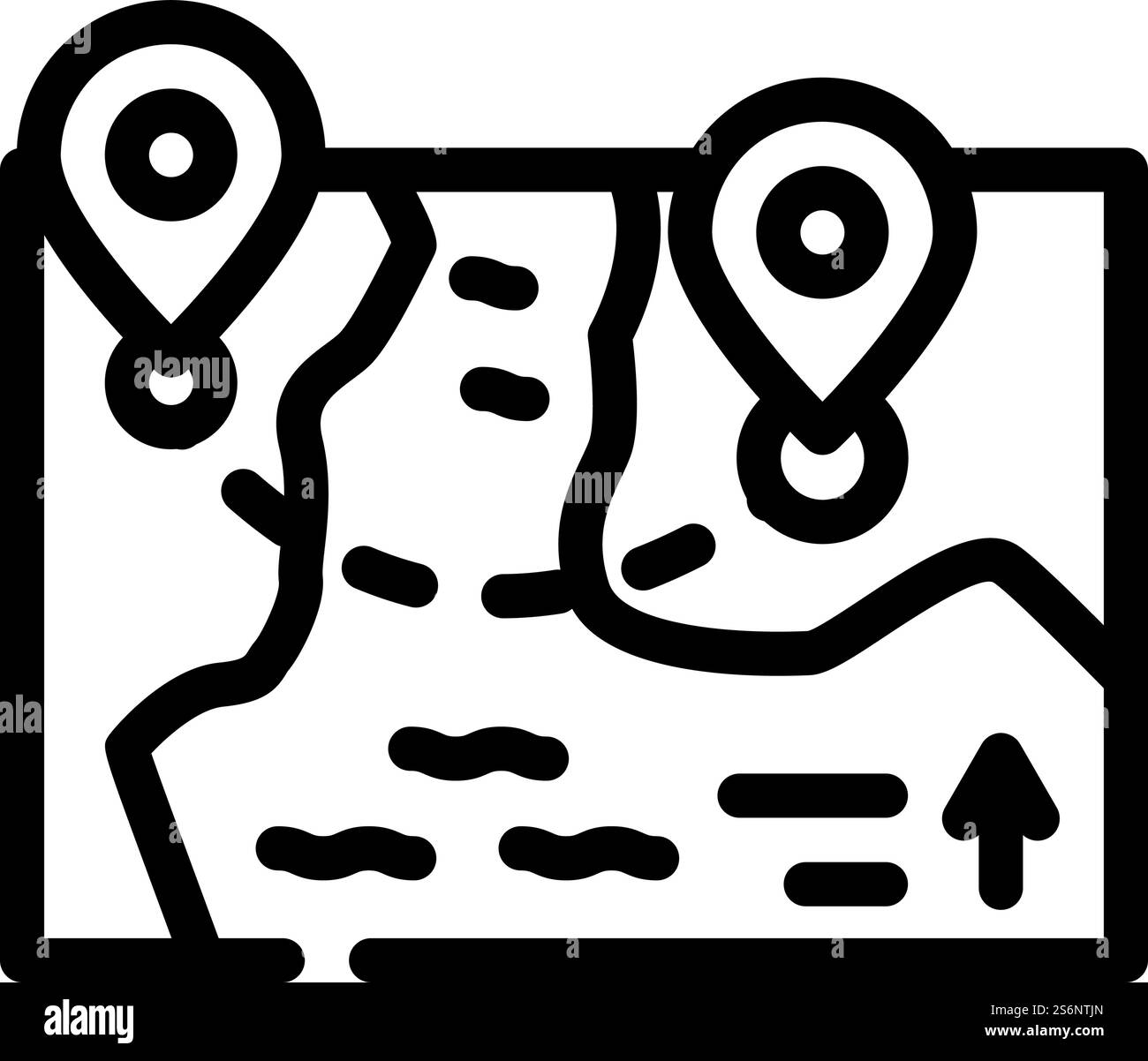 vecteur d'icône de ligne directrice de carte. panneau de direction de la carte. illustration noire du symbole de contour isolé. illustration vectorielle de l'icône de ligne directrice de la carte Illustration de Vecteur
