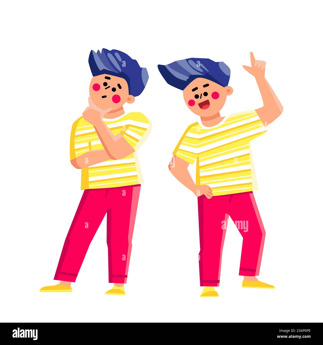 Écolier pensant et posant des questions vecteur. Happy School Boy Teenager recherche de réponse sur la question et gestuelle pour résoudre le problème. Emotional Character Education Flat Cartoon illustration. Écolier pensant et posant des questions vecteur Illustration de Vecteur