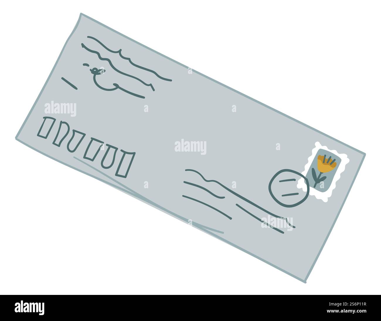 Vieille lettre avec des écrits, enveloppe isolée avec des informations pour le destinataire. Correspondance et envoi par la poste, timbre sur papier et info. Livraison et expédition internationales. Vecteur dans le style plat. Enveloppe vintage avec lettre, ancienne correspondance Illustration de Vecteur