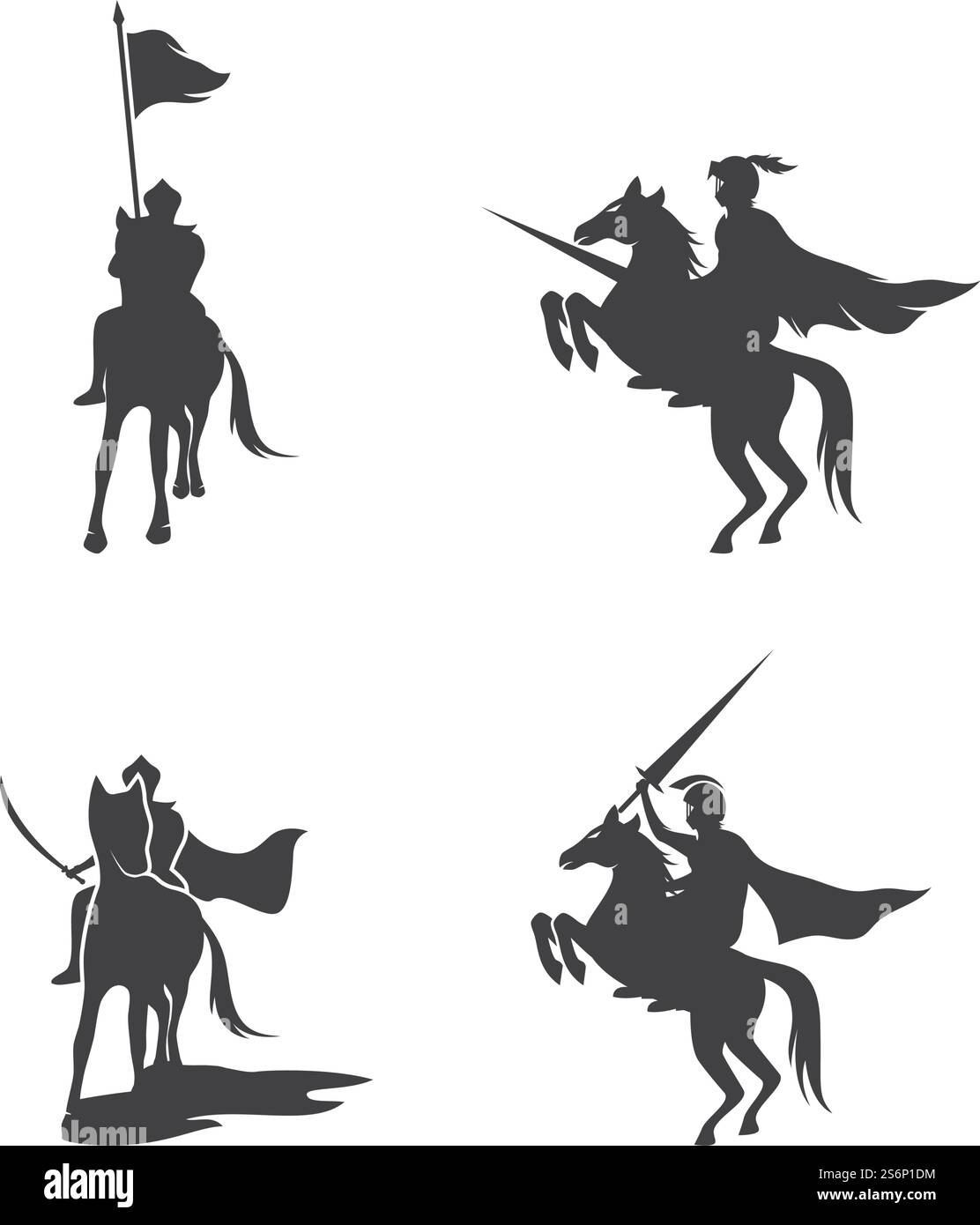 Conception vectorielle de logo de héros de chevalier cheval Illustration de Vecteur