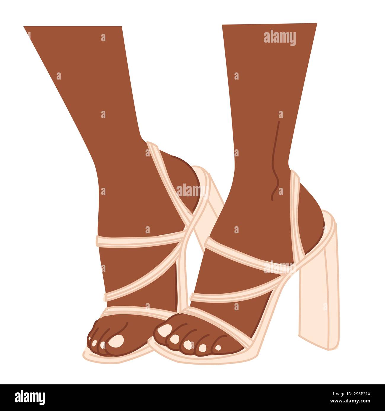 Chaussures en cuir sur talons pour femmes, modèle isolé à la mode et à la mode pour dames. Bretelles réglables et qualité de produit fine. Shopping et présentation de tenue moderne. Vecteur dans le style plat. Chaussures à la mode et tendance sur les talons pour femmes Illustration de Vecteur