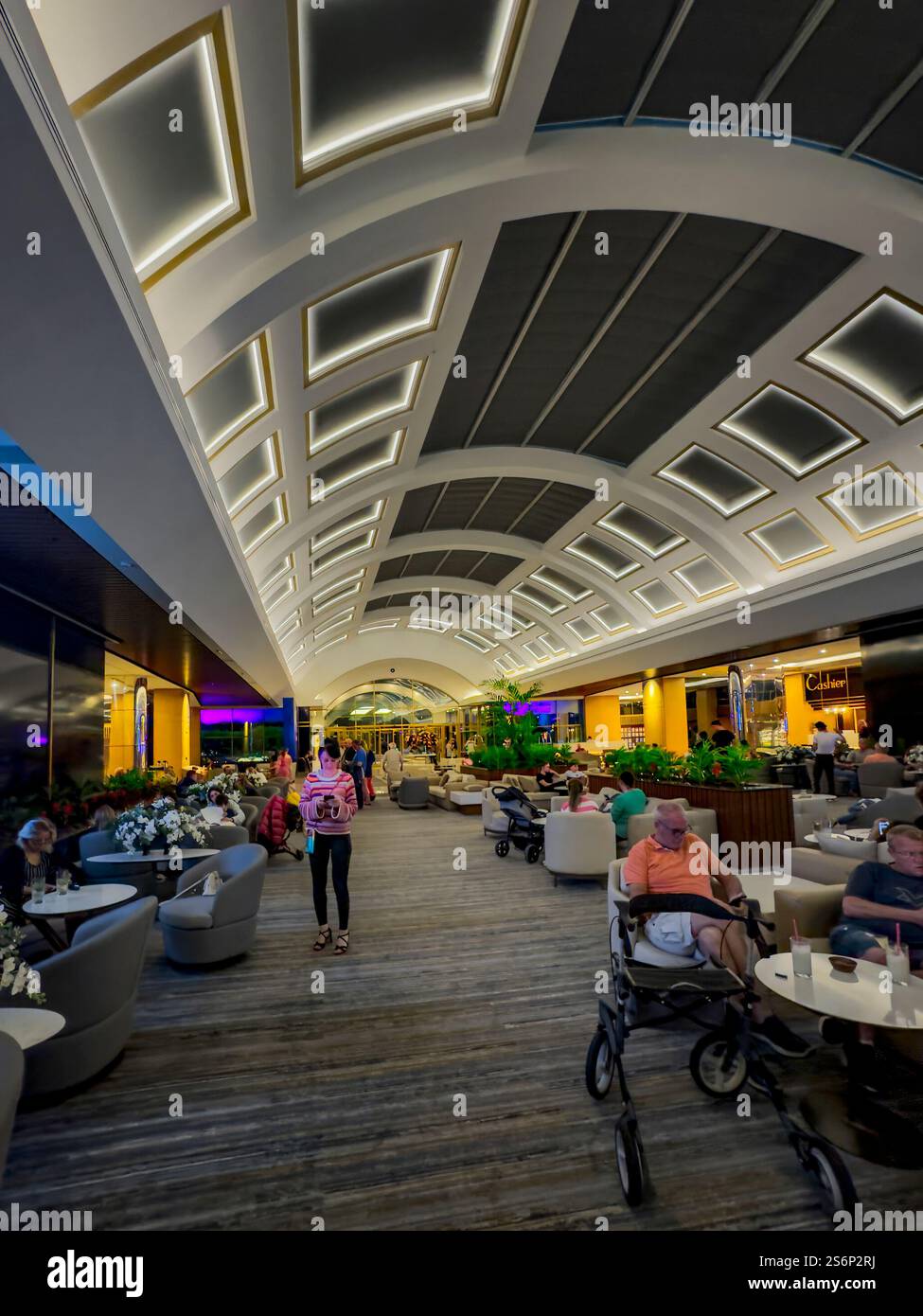 Foyer du Miracle Resort Hotel sur la plage de Lara, Riviera turque, Antalya, Turquie Banque D'Images