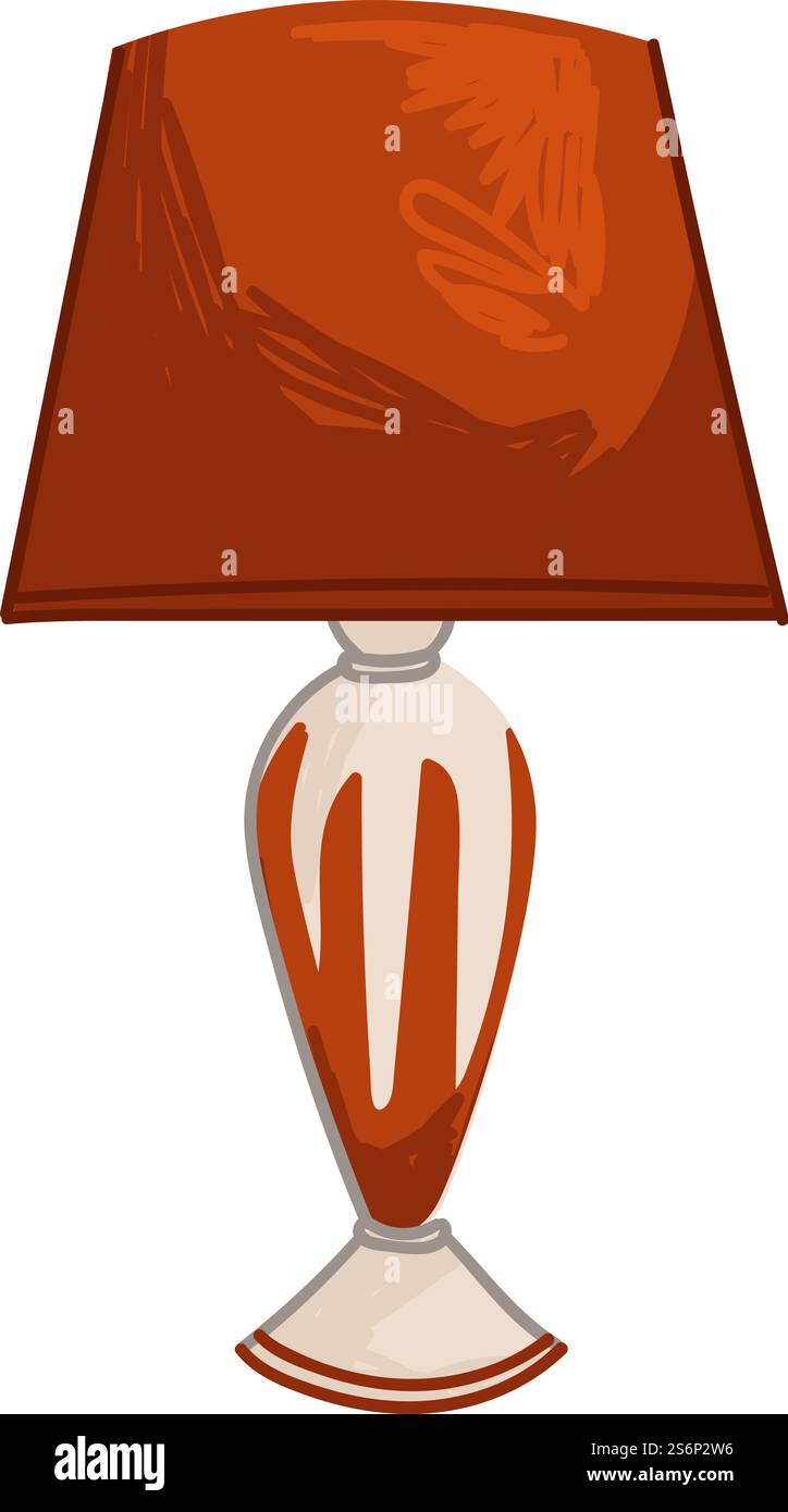 Abat-jour design dans les années 1950, mobilier rétro isolé pour la maison. Lampe rouge élégante pour l'intérieur des maisons classiques. Luminescente et éclairante, décoration traditionnelle américaine dans les années 50 Vecteur dans le style plat. Éclairage et lampes, design lumineux dans les années 1950 Illustration de Vecteur