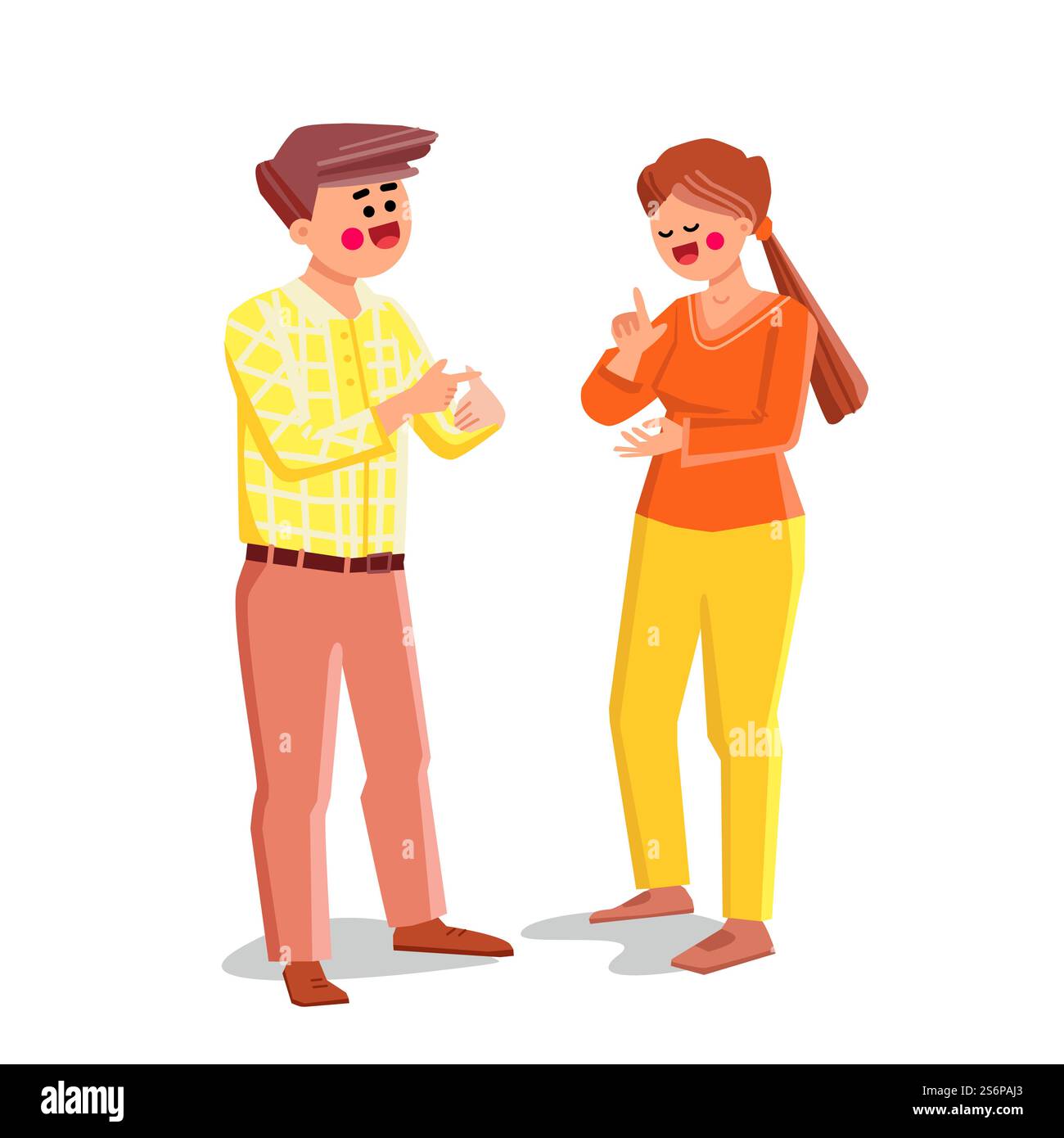 langage des doigts des signes homme et femme. personne en langage gestuel. les sourds. Illustration de dessin animé plat de caractère vectoriel. vecteur de personnes de langage de doigt de signe Illustration de Vecteur