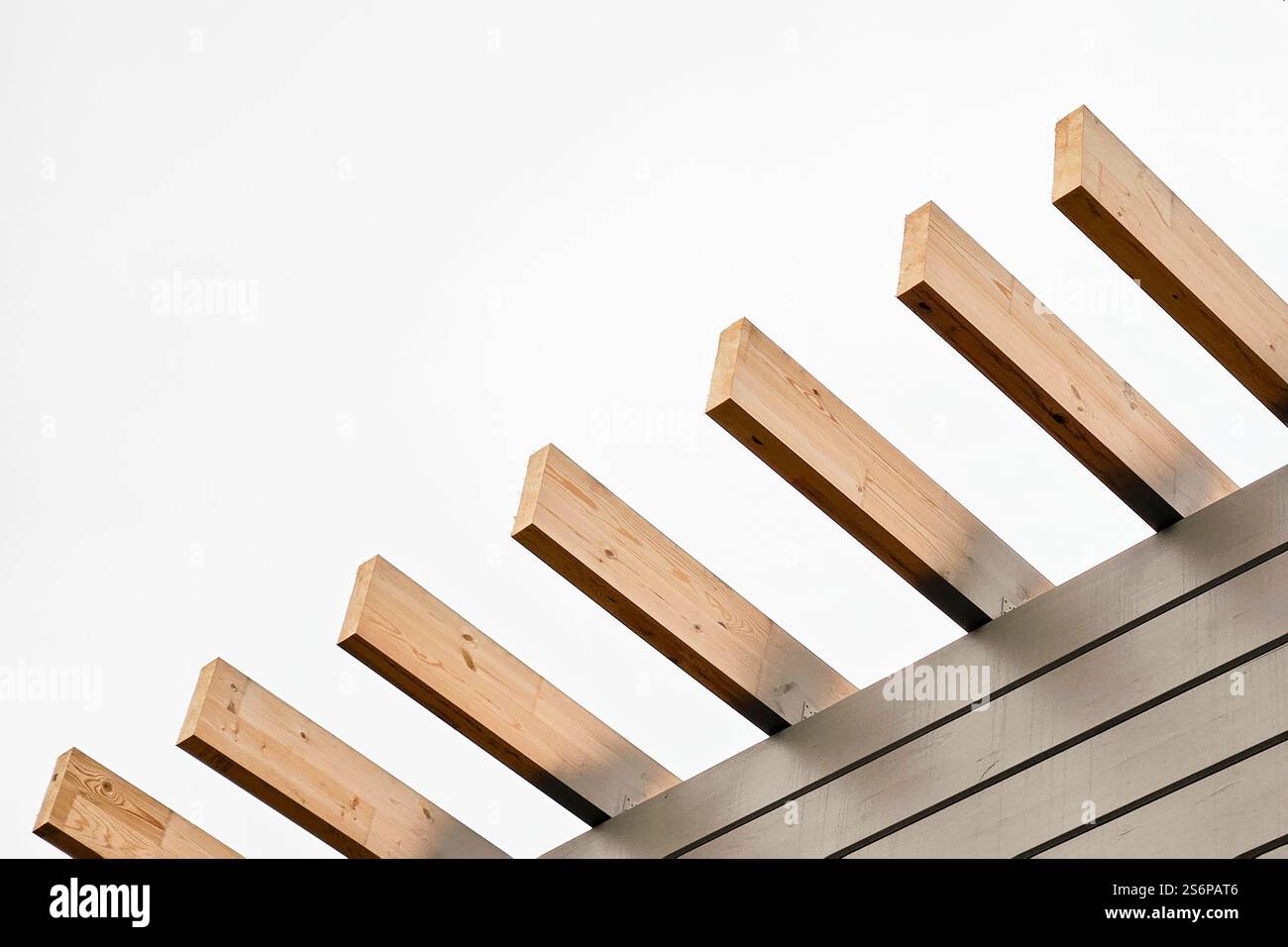 Structure de toit en bois en cours de construction Banque D'Images