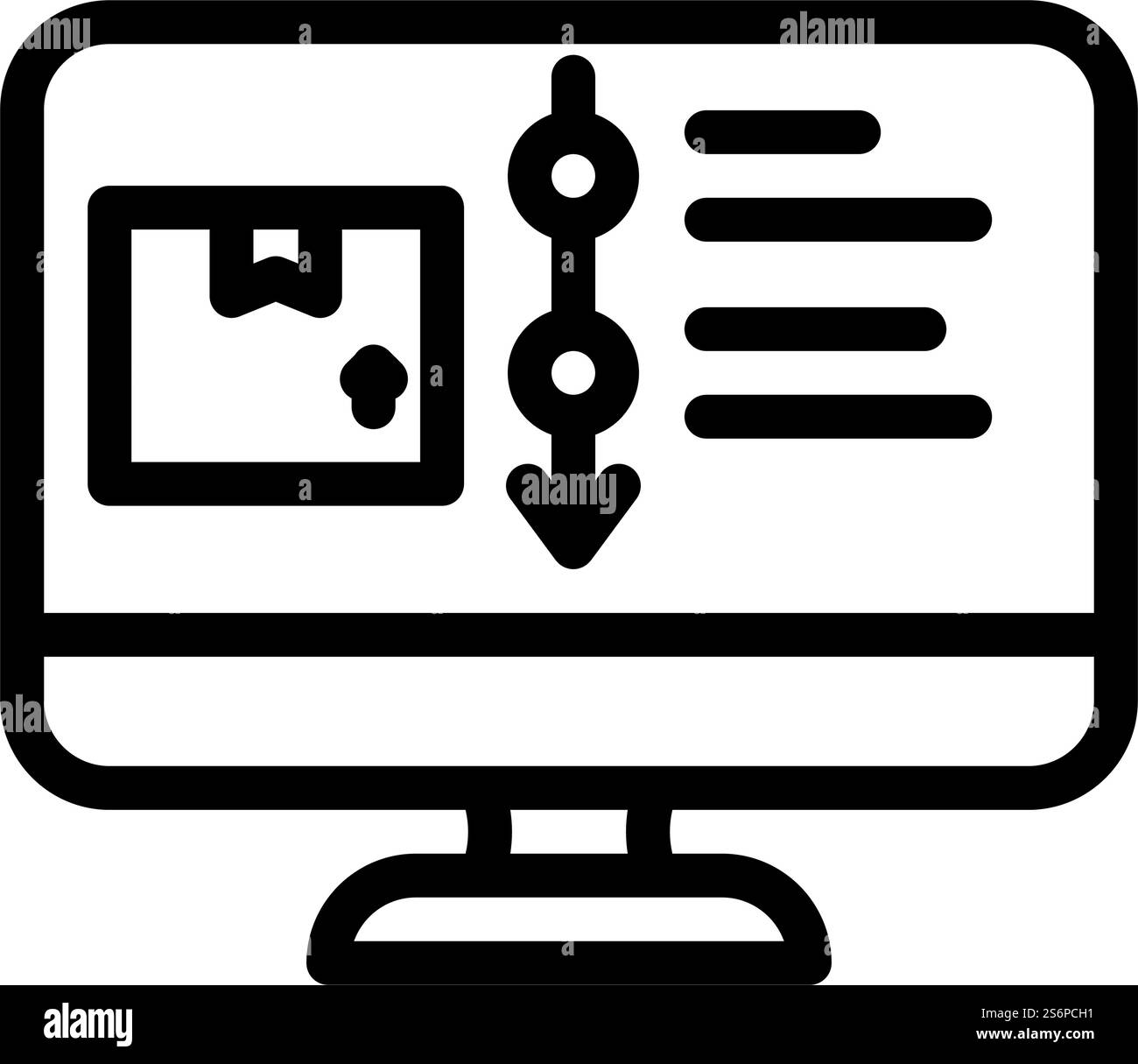 surveillance de direction sur le vecteur d'icône de ligne d'ordinateur. surveillance de direction sur panneau informatique. illustration noire du symbole de contour isolé. surveillance de direction sur l'illustration vectorielle d'icône de ligne d'ordinateur Illustration de Vecteur