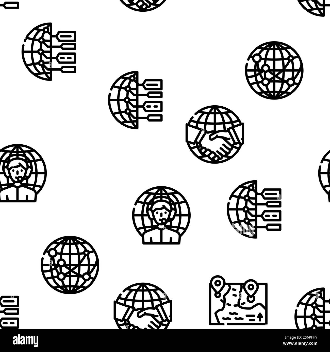 Mondialisation vecteur commercial mondial modèle transparent illustration des lignes fines. Mondialisation Worldwide Business Vector modèle transparent Illustration de Vecteur