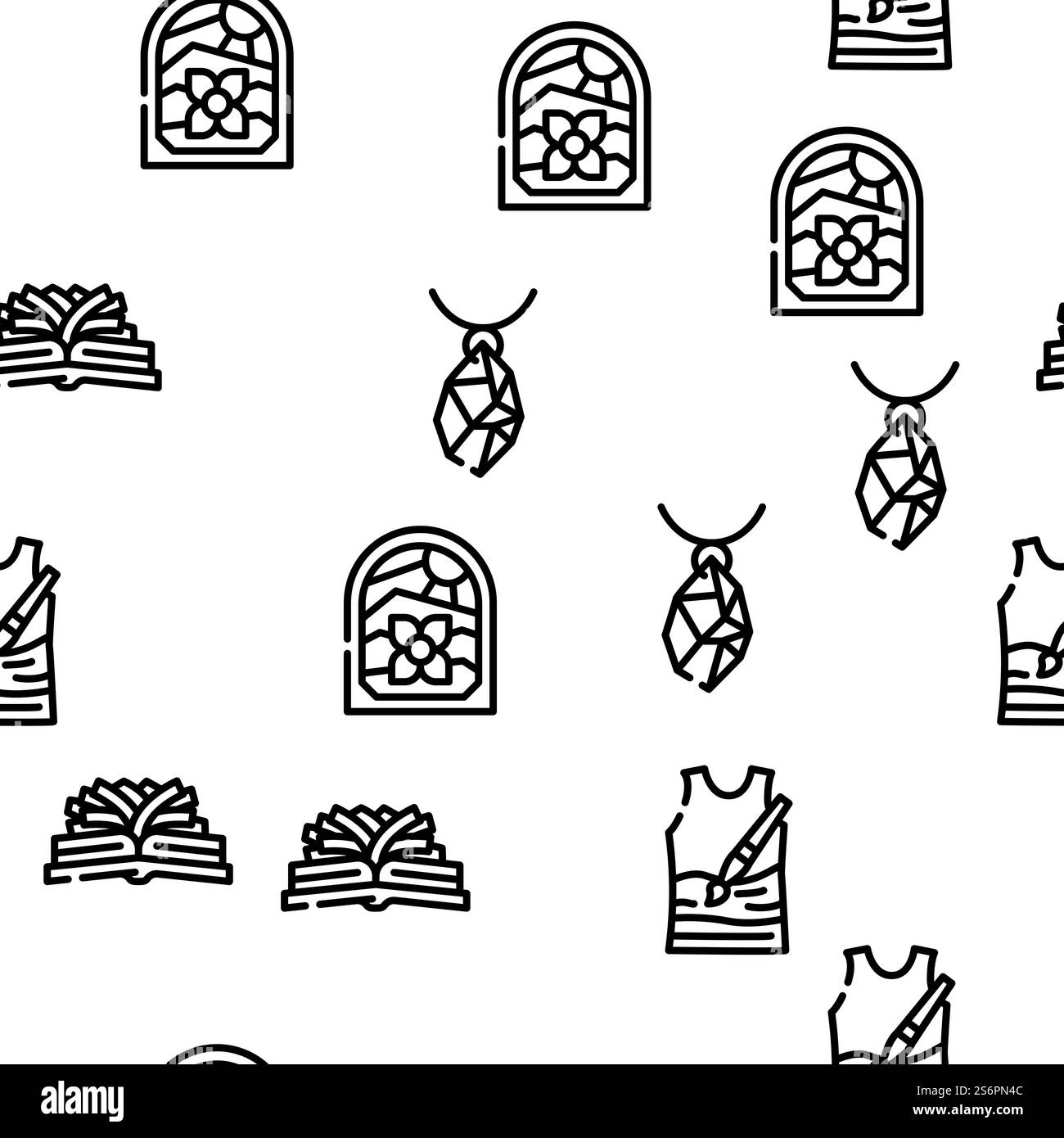 Handiwork Craft Hobby occupation Vector Seamless Pattern Thin Line illustration. Handiwork Craft Hobby occupation Vector Seamless Pattern Illustration de Vecteur