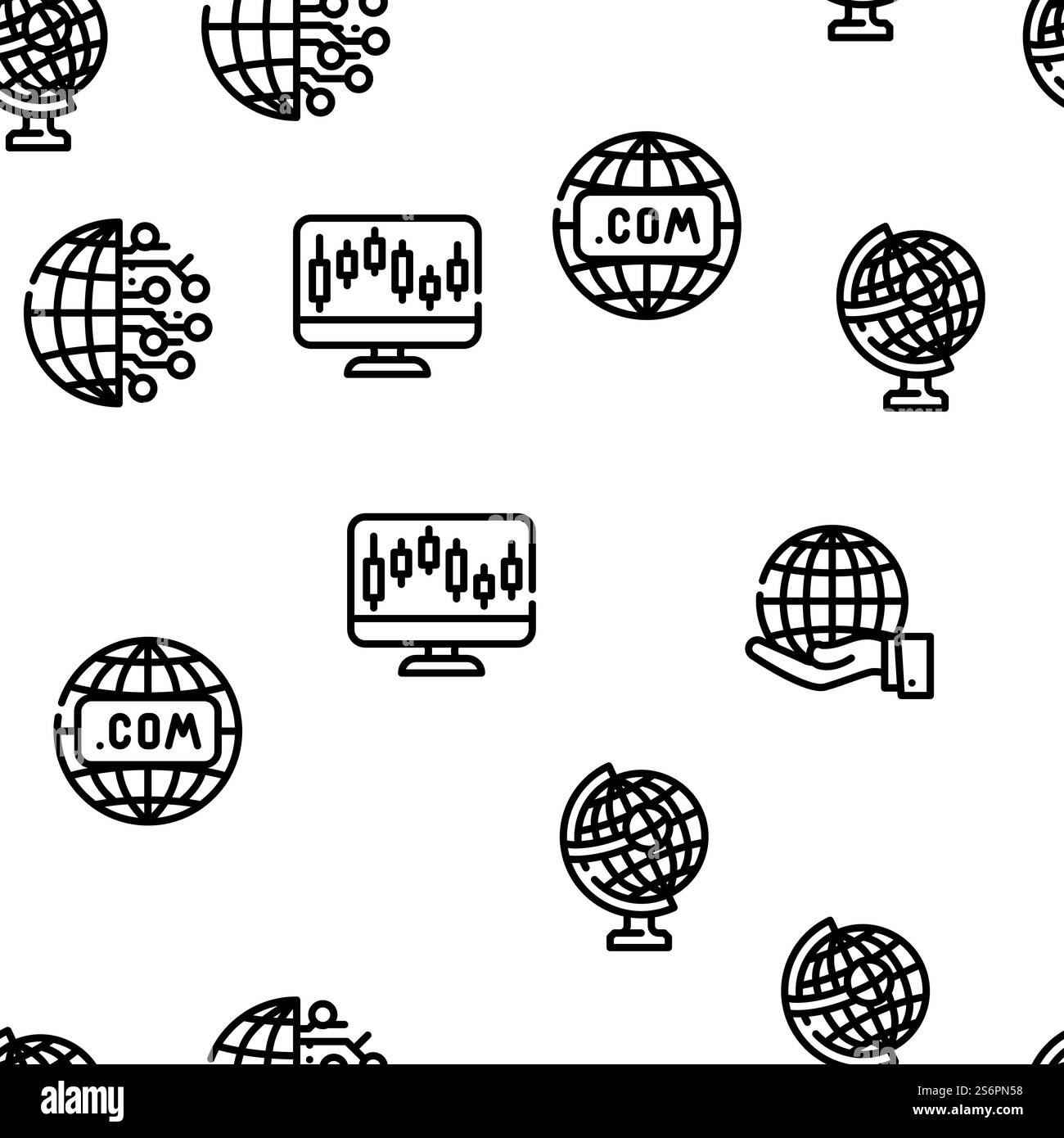 Mondialisation vecteur commercial mondial modèle transparent illustration des lignes fines. Mondialisation Worldwide Business Vector modèle transparent Illustration de Vecteur