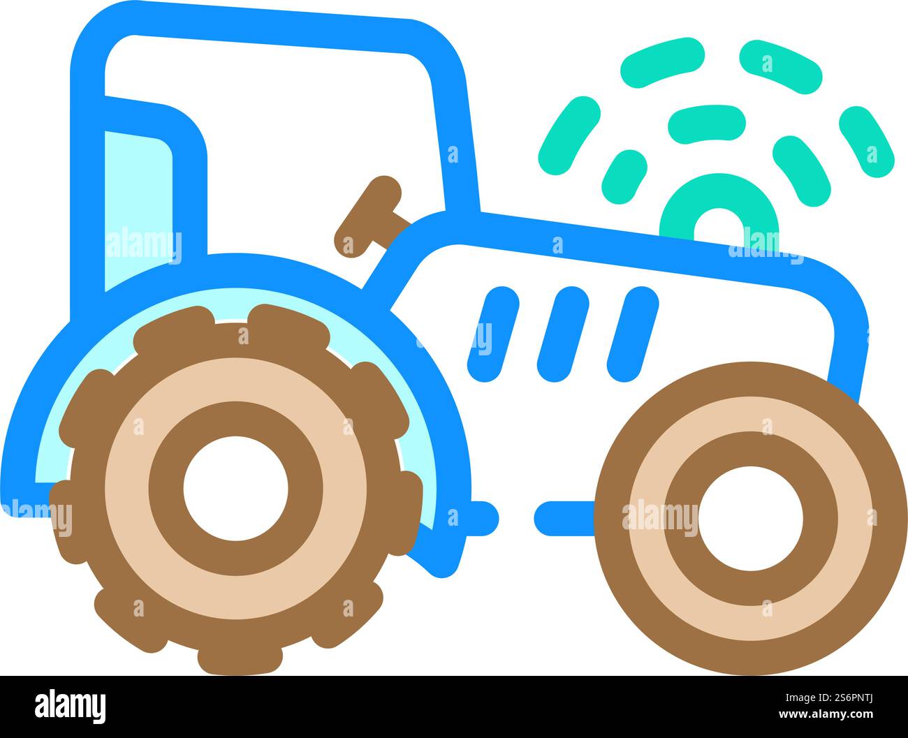 tracteur avec vecteur d'icône de couleur gps. tracteur avec panneau gps. illustration de symbole isolé. tracteur avec illustration vectorielle d'icône de couleur gps Illustration de Vecteur