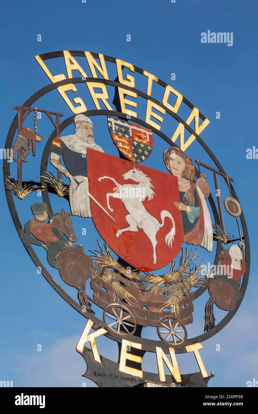 Angleterre, Kent, Tunbridge Wells, Langton Green, Village Sign Banque D'Images