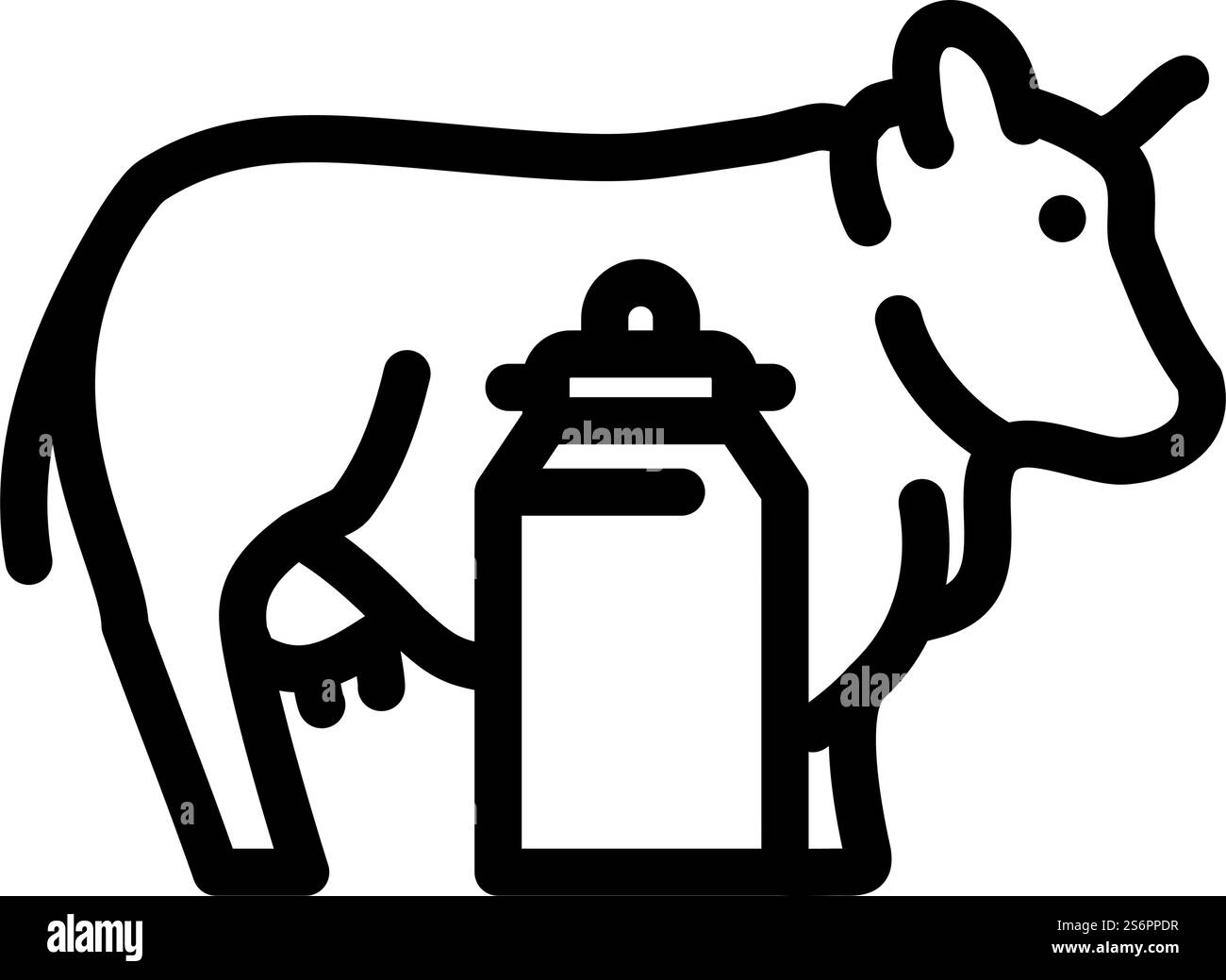 vecteur d'icône de ligne de vache et de lait. signe vache et lait. illustration noire du symbole de contour isolé. illustration vectorielle d'icône de ligne de vache et de lait Illustration de Vecteur