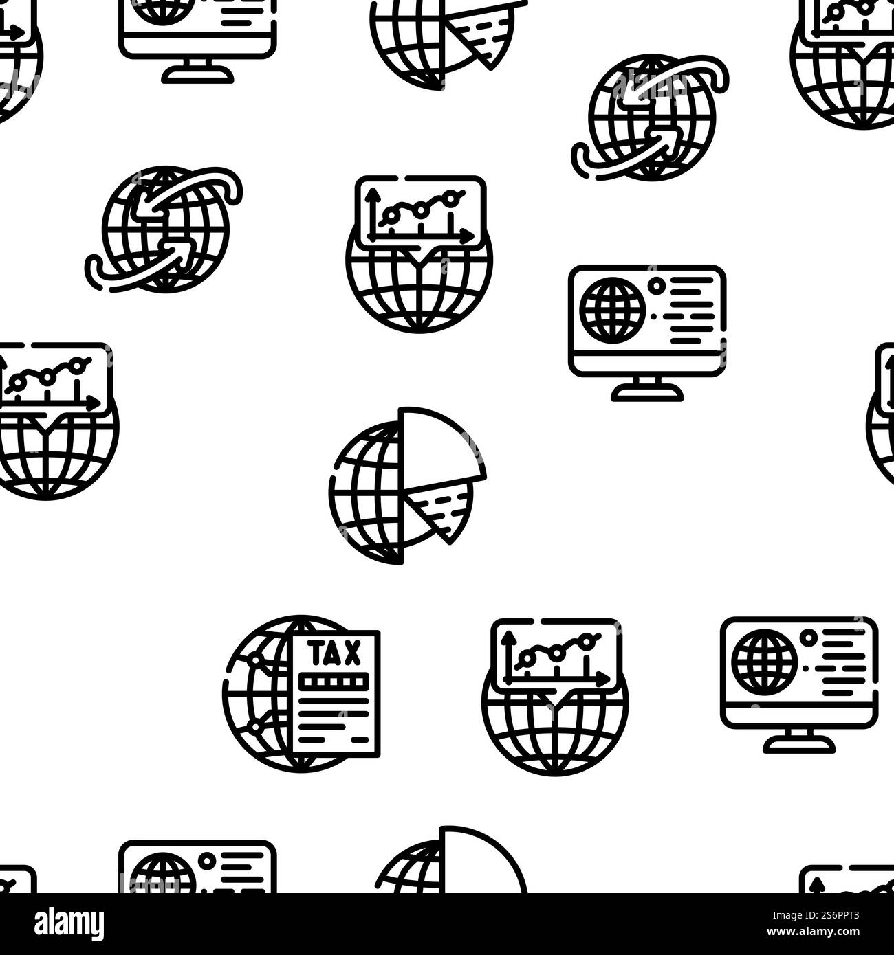 Mondialisation vecteur commercial mondial modèle transparent illustration des lignes fines. Mondialisation Worldwide Business Vector modèle transparent Illustration de Vecteur