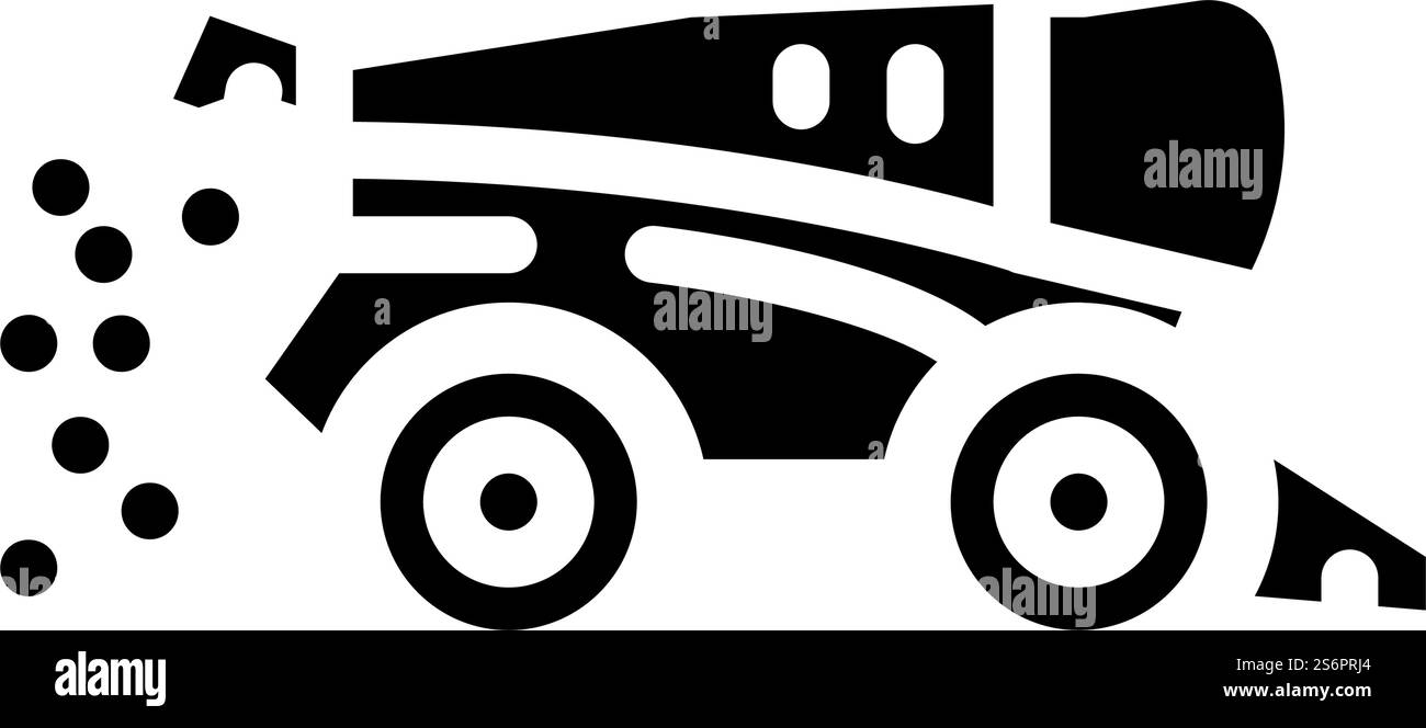 vecteur d'icône de glyphe de moissonneuse-batteuse. symbole de moissonneuse-batteuse. illustration noire du symbole de contour isolé. illustration vectorielle d'icône de glyphe de moissonneuse-batteuse Illustration de Vecteur