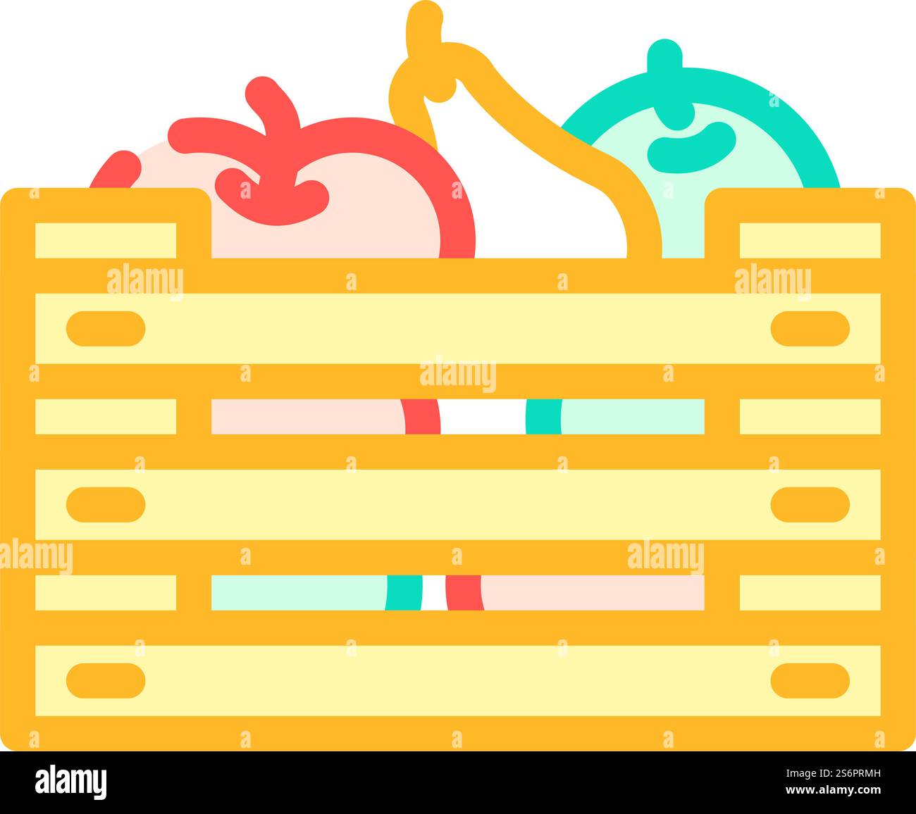 fruits dans le vecteur d'icône de couleur de boîte. fruits dans le signe de boîte. illustration de symbole isolé. fruits dans l'illustration vectorielle d'icône de couleur de boîte Illustration de Vecteur