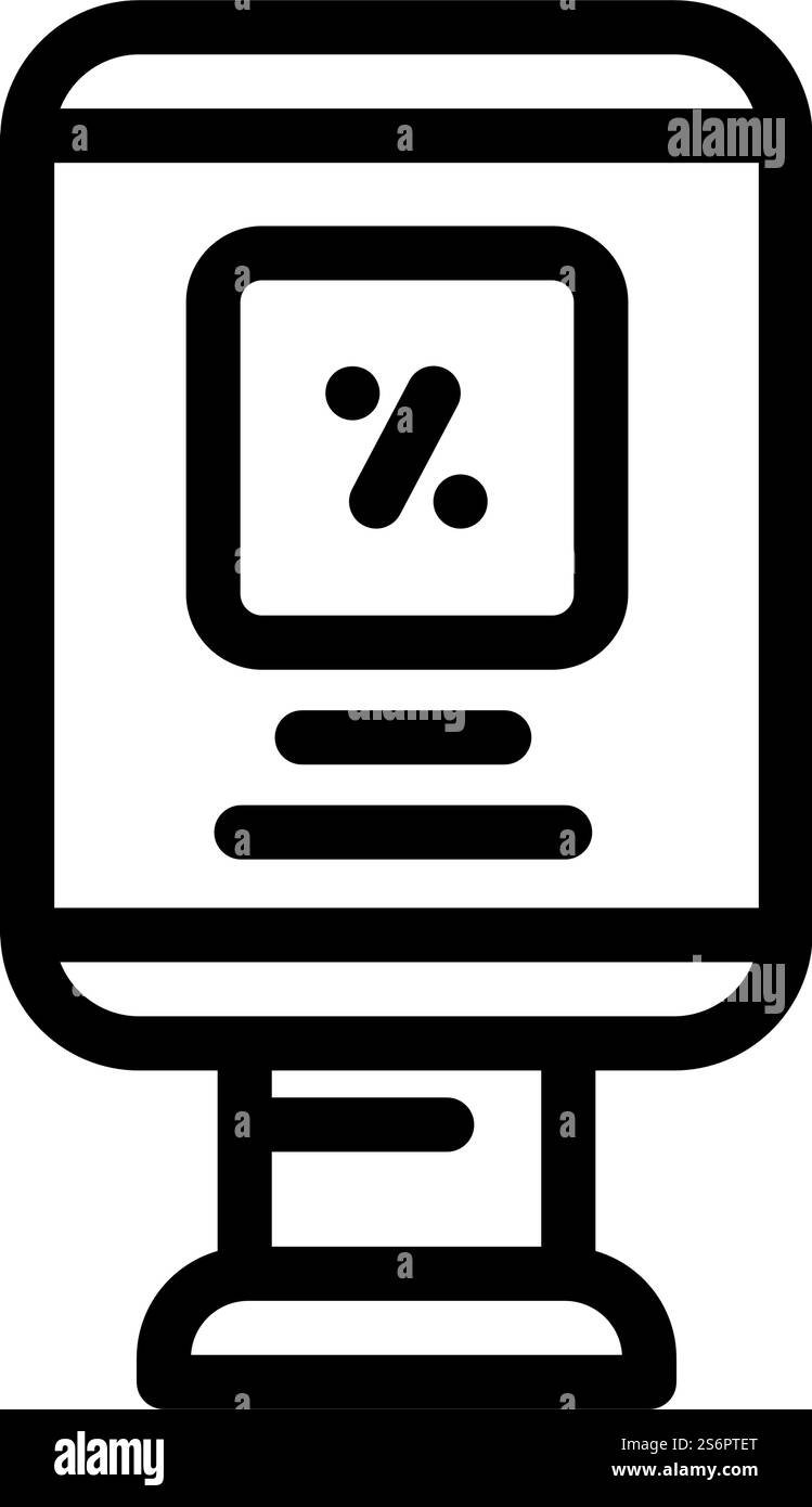 remise sur le vecteur d'icône de ligne d'achat. rabais sur l'affiche d'achat. illustration noire du symbole de contour isolé. remise sur l'illustration vectorielle d'icône de ligne d'achat Illustration de Vecteur