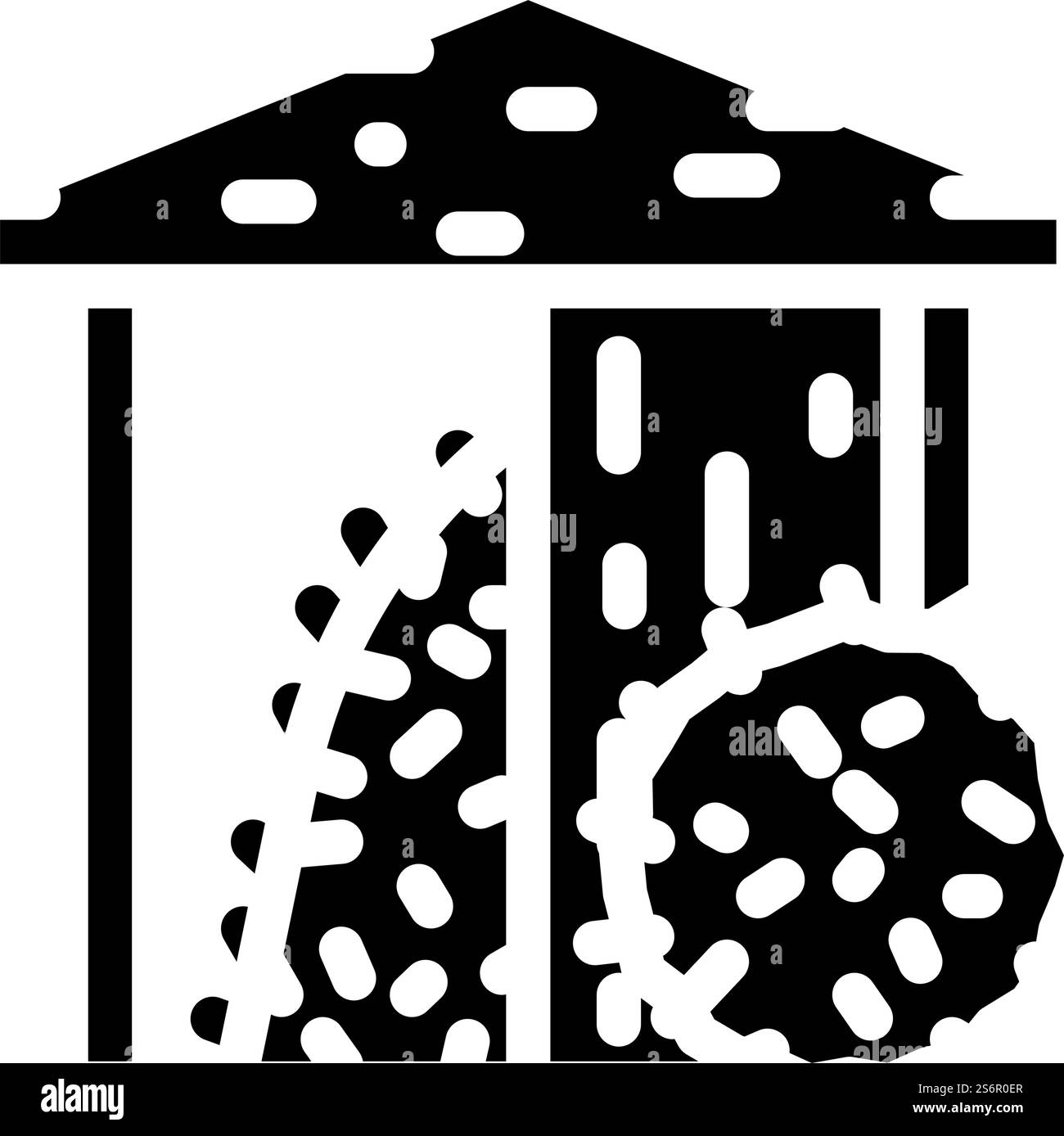 vecteur d'icône de glyphe de foin dans la grange. signe de foin dans la grange. illustration noire du symbole de contour isolé. hay dans l'illustration vectorielle d'icône de glyphe de grange Illustration de Vecteur