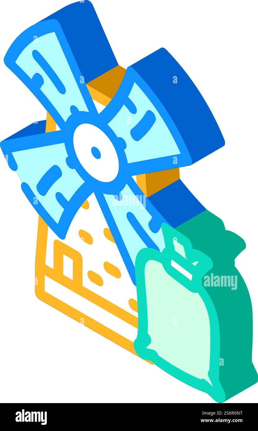 vecteur d'icône isométrique de construction de ferme de moulin. panneau pour la construction d'une ferme d'usine. illustration de symbole isolé. illustration vectorielle d'icône isométrique de construction de ferme de moulin Illustration de Vecteur
